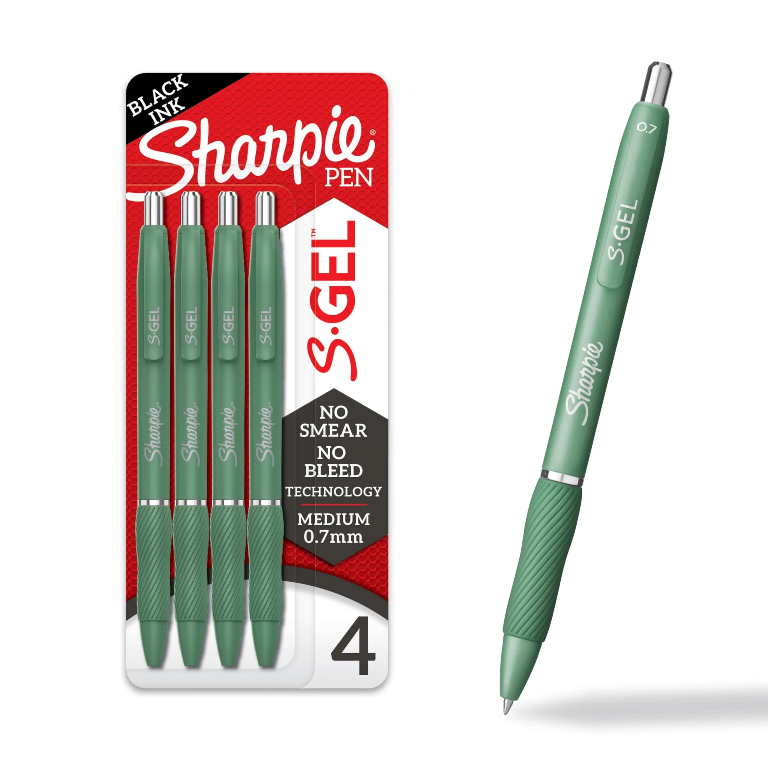 Sharpie S-Gel Gel Pens Medium Point 0.7mm Black Ink 4 Count | Smooth Writing Instrument for Office and Students - main product image