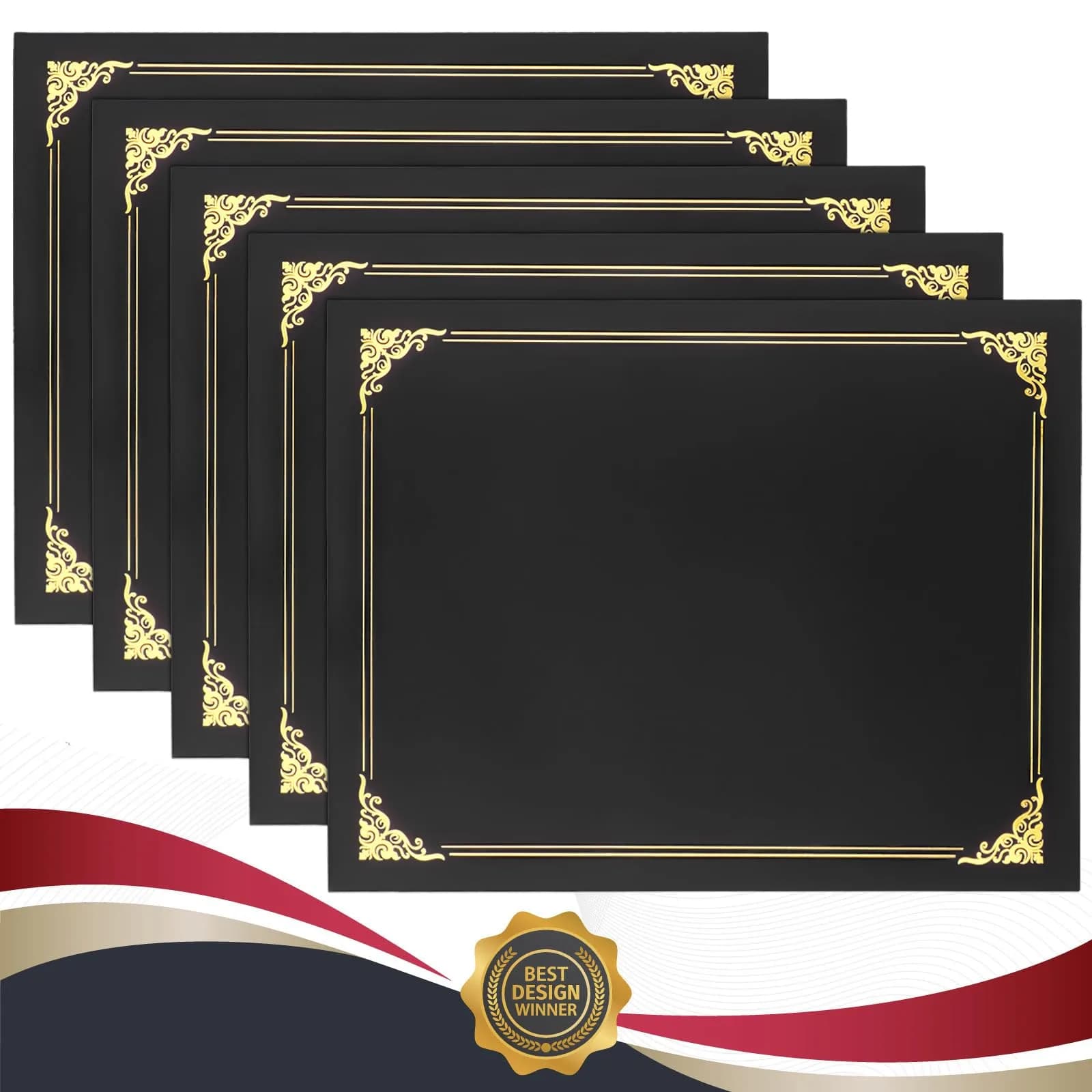COIDEA Black Certificate Holders 10-Pack | 24.4cm x 30.6cm (9.4" x 12") Diploma Covers - main product image
