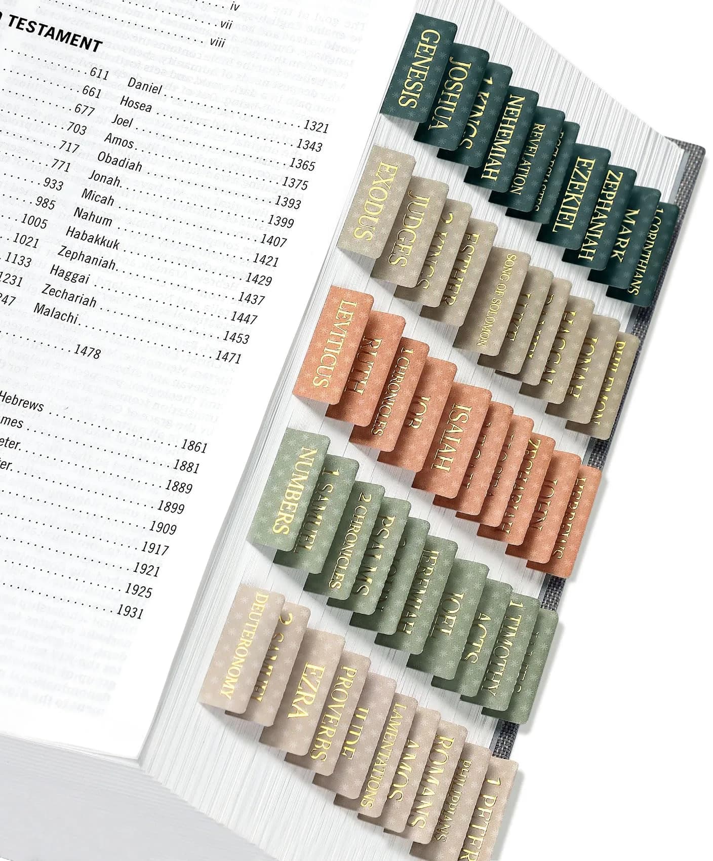 Taja Bible Tabs for Women & Men, Large Print Neutral Bible Tabs (66+9 Blank Tabs) - Starry | Easy Bible Navigation - main product image