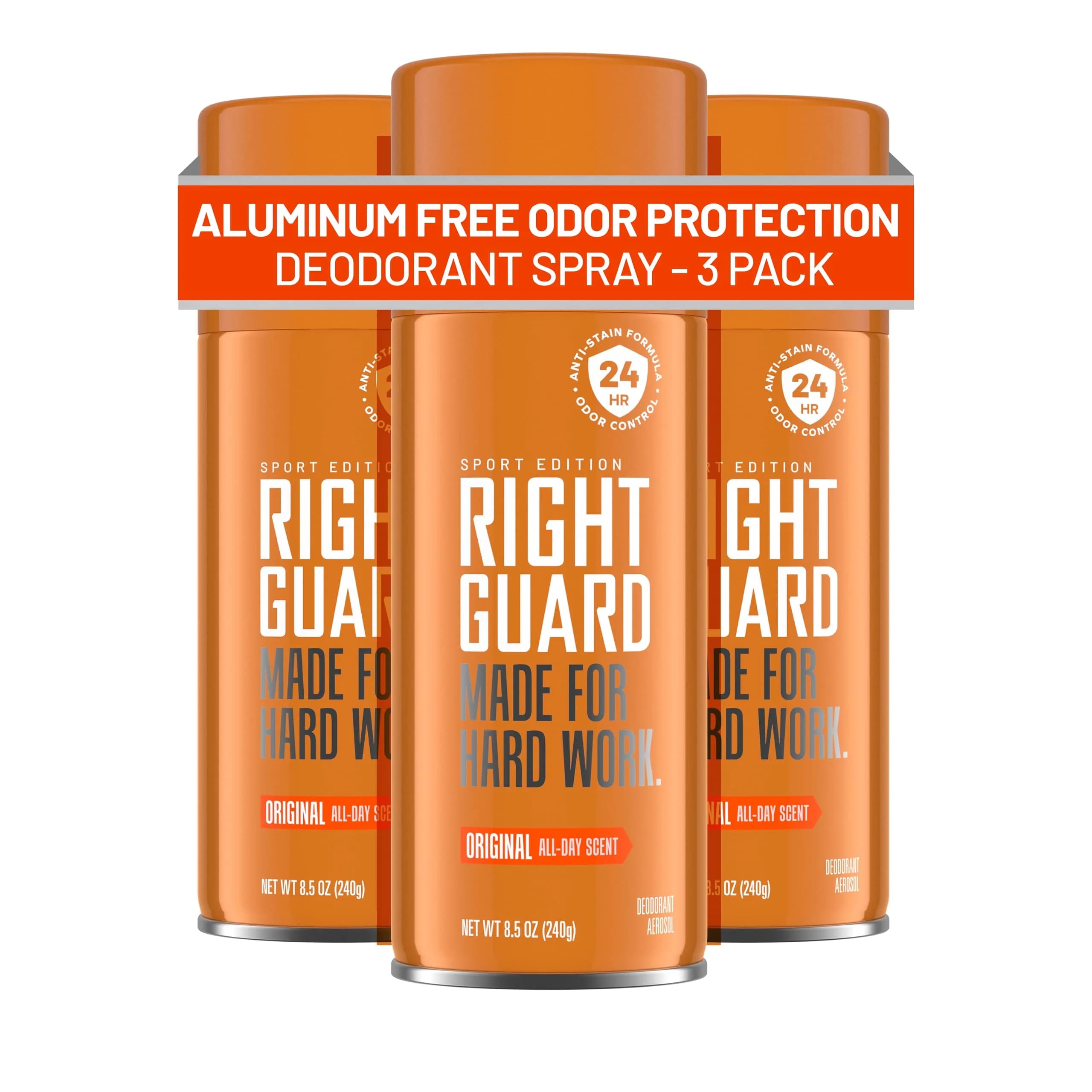 Right Guard Sport Original Scent Deodorant Spray 255ml (8.5 oz) | 24-Hour Odor Protection - main product image