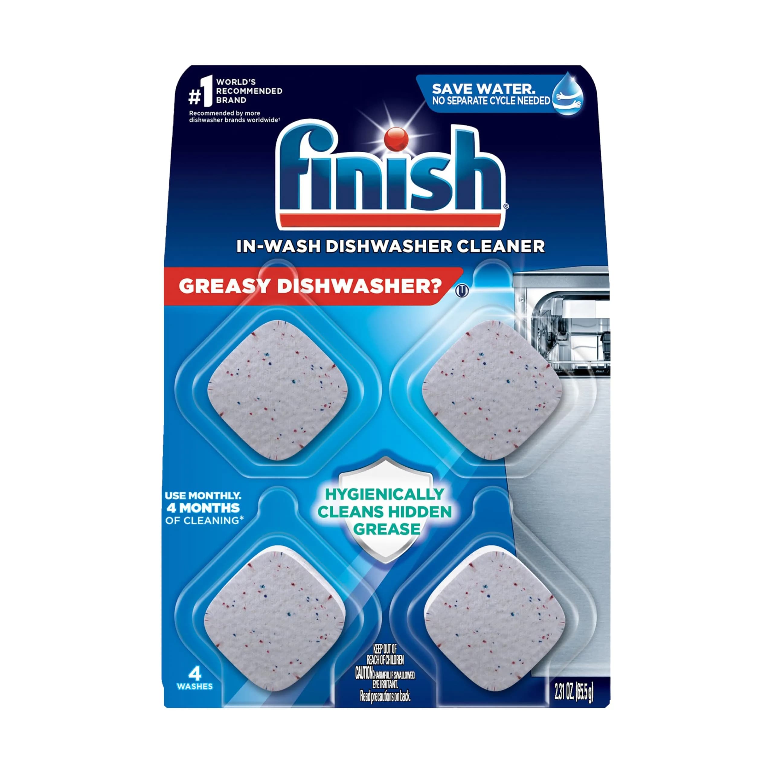 Finish Dishwasher Cleaner Tablets 4 Count | Deep Cleans Grease & Grime, Fights Odors - main product image