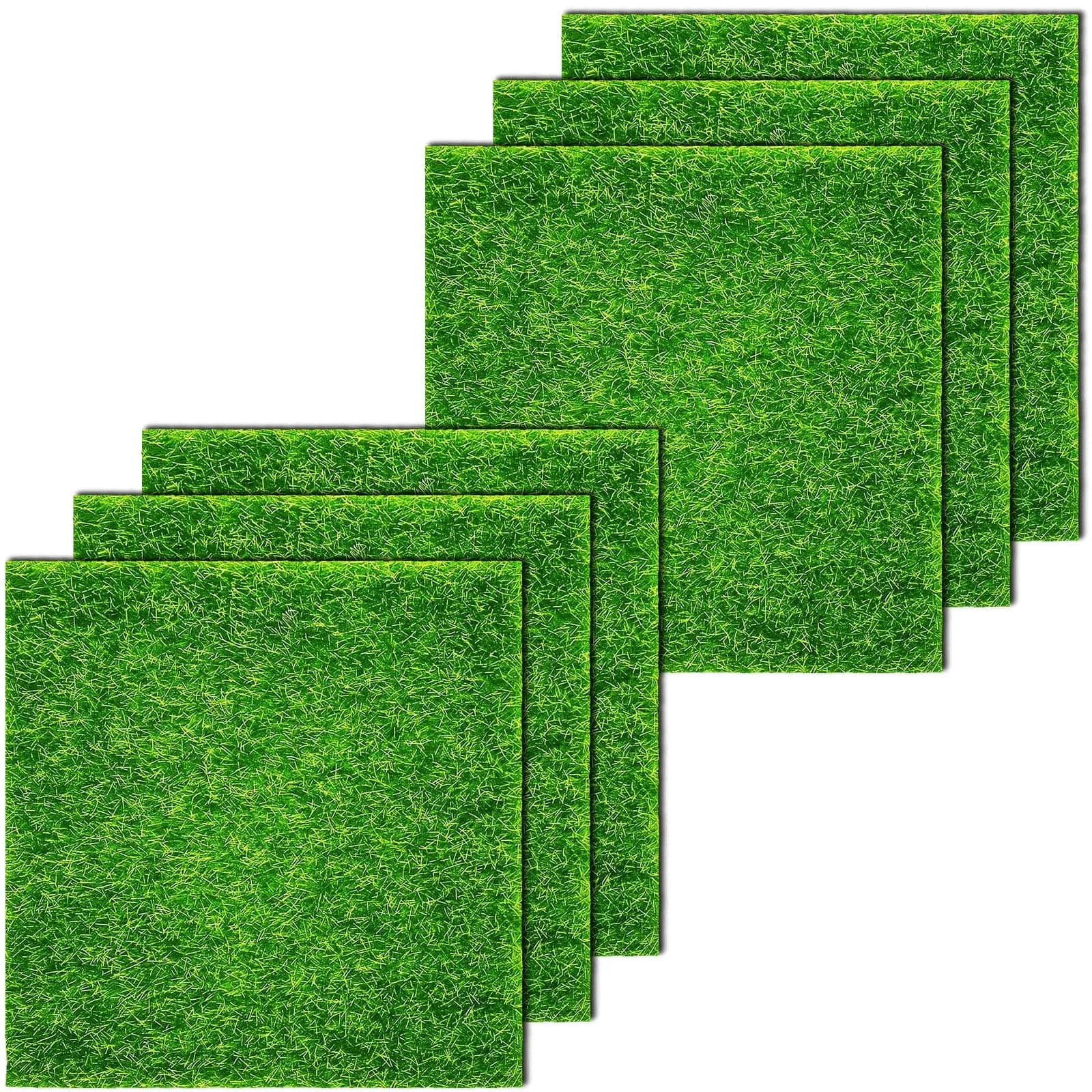KISEER Artificial Craft Grass 6 Pack 12 x 12 Inches Miniature Green Plastic | DIY Dollhouse Ornament Decoration - main product image
