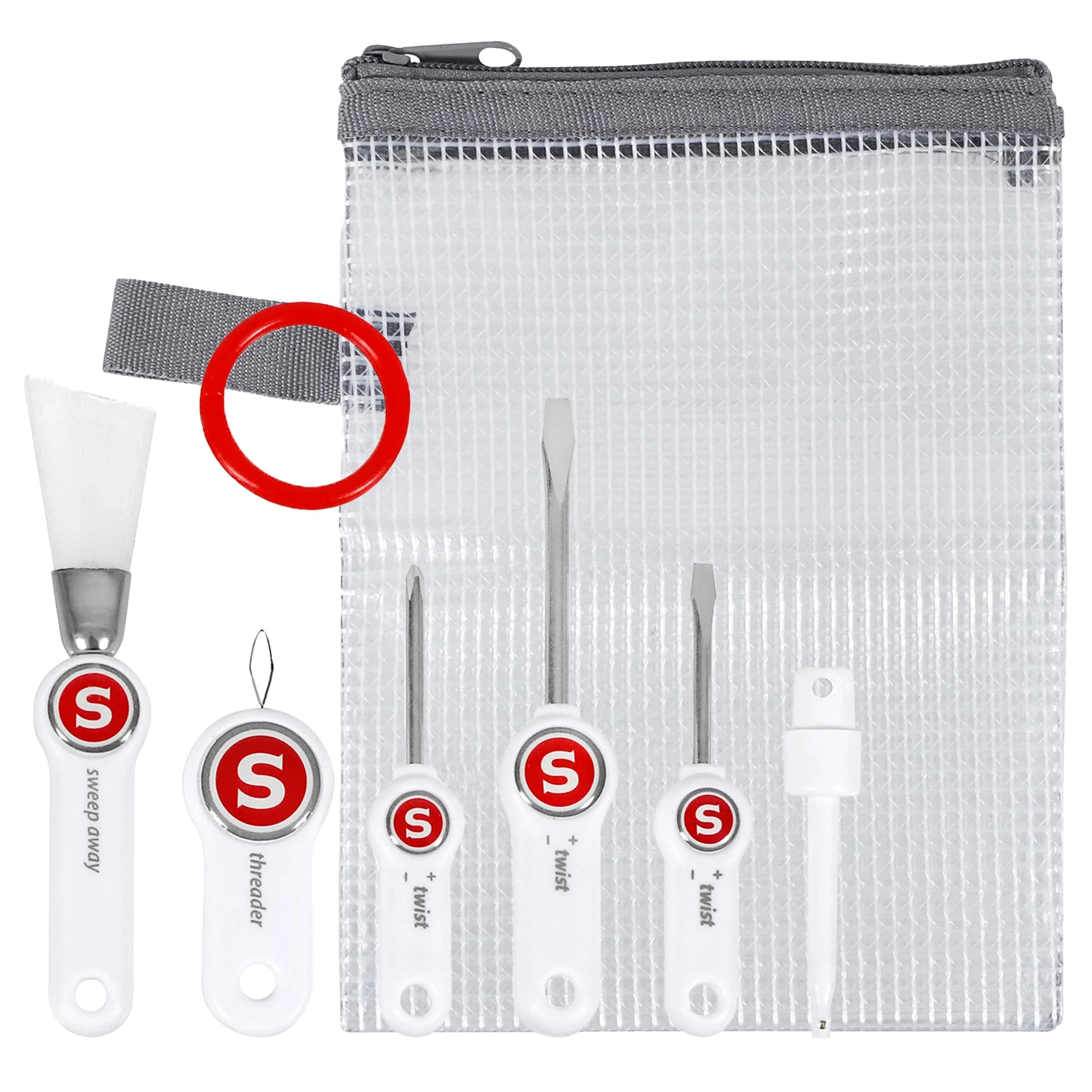 SINGER Sewing Machine Maintenance Kit - Tool Set with Needle Inserter, Angled Lint Brush, 3 Screwdrivers, Needle Threader, Storage Pouch (7pc) - main product image