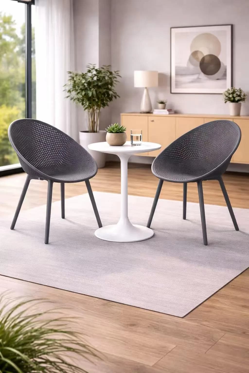 2xhome Black Modern Egg-Shaped Plastic Dining Chair | Weather-Resistant & Lightweight