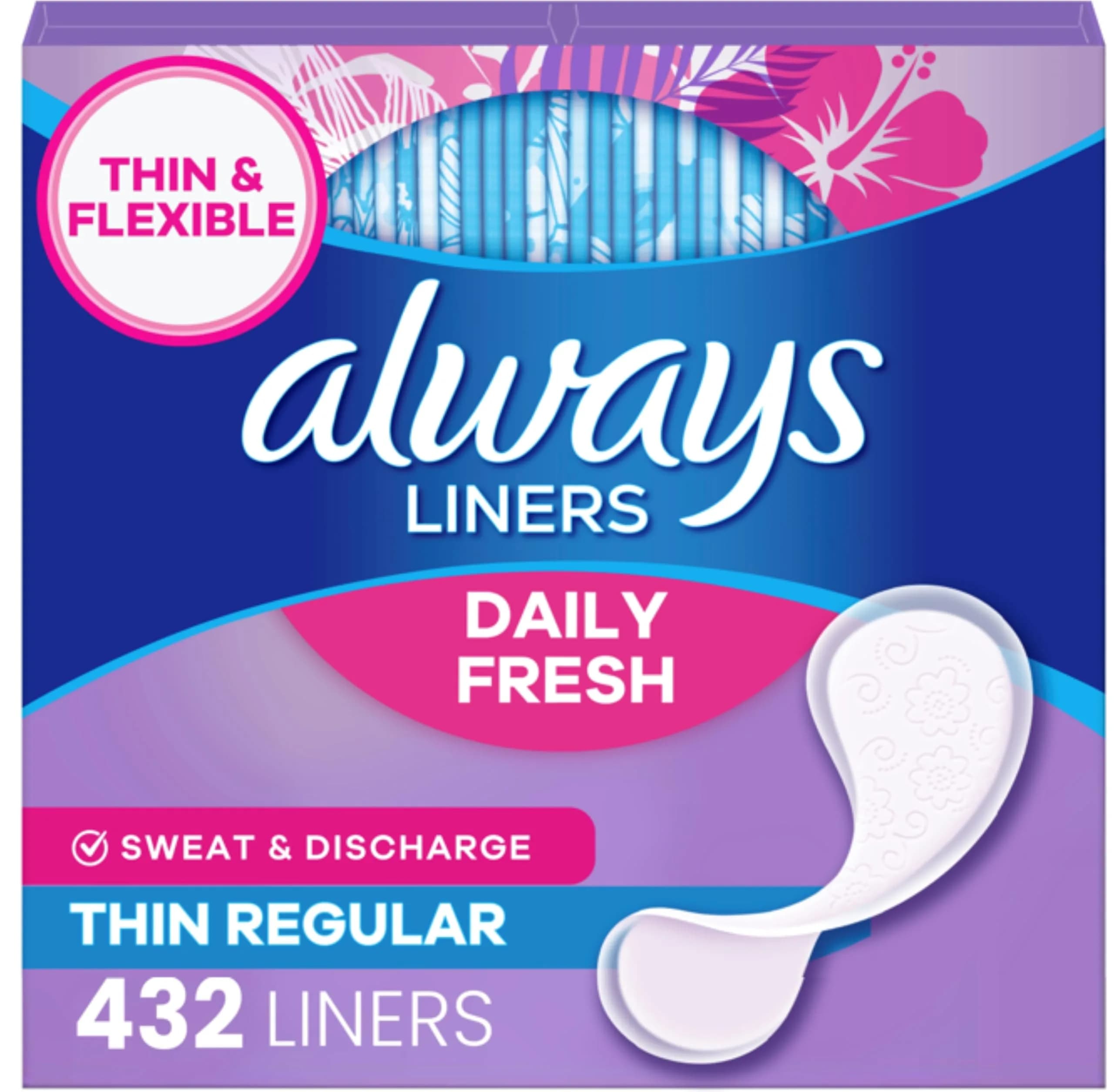 Always Daily Fresh Thin Panty Liners Regular Absorbency, 216 Count Pack | Breathable & Unscented for Everyday Freshness - main product image