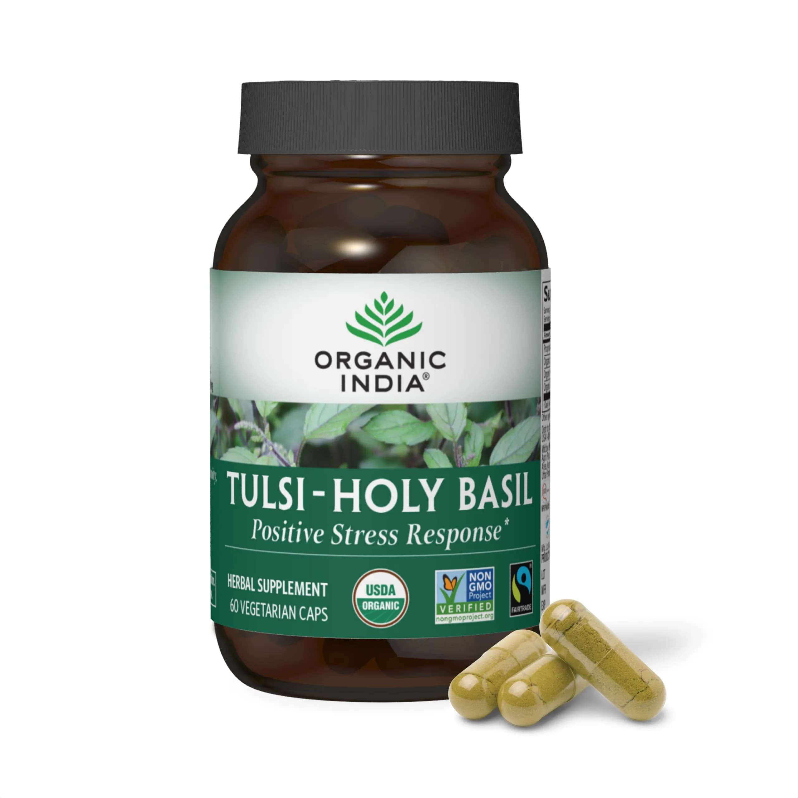 ORGANIC INDIA Tulsi Holy Basil Capsules, Vegan, 60 Capsules | Adaptogen for Calm & Immunity