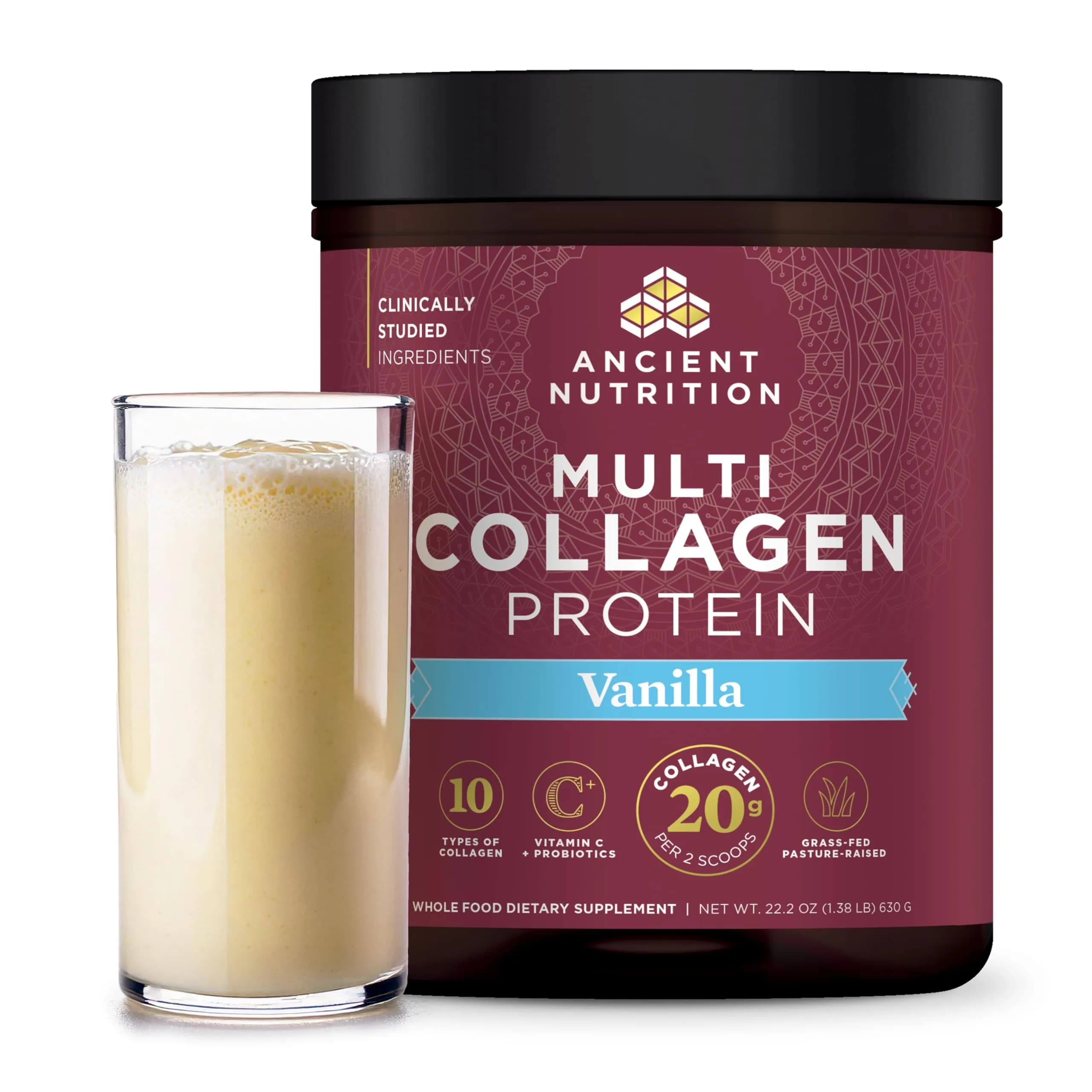 Ancient Nutrition Collagen Peptides Powder Vanilla 60 Servings | Hydrolyzed Collagen for Skin, Joints, Gut Health - main product image