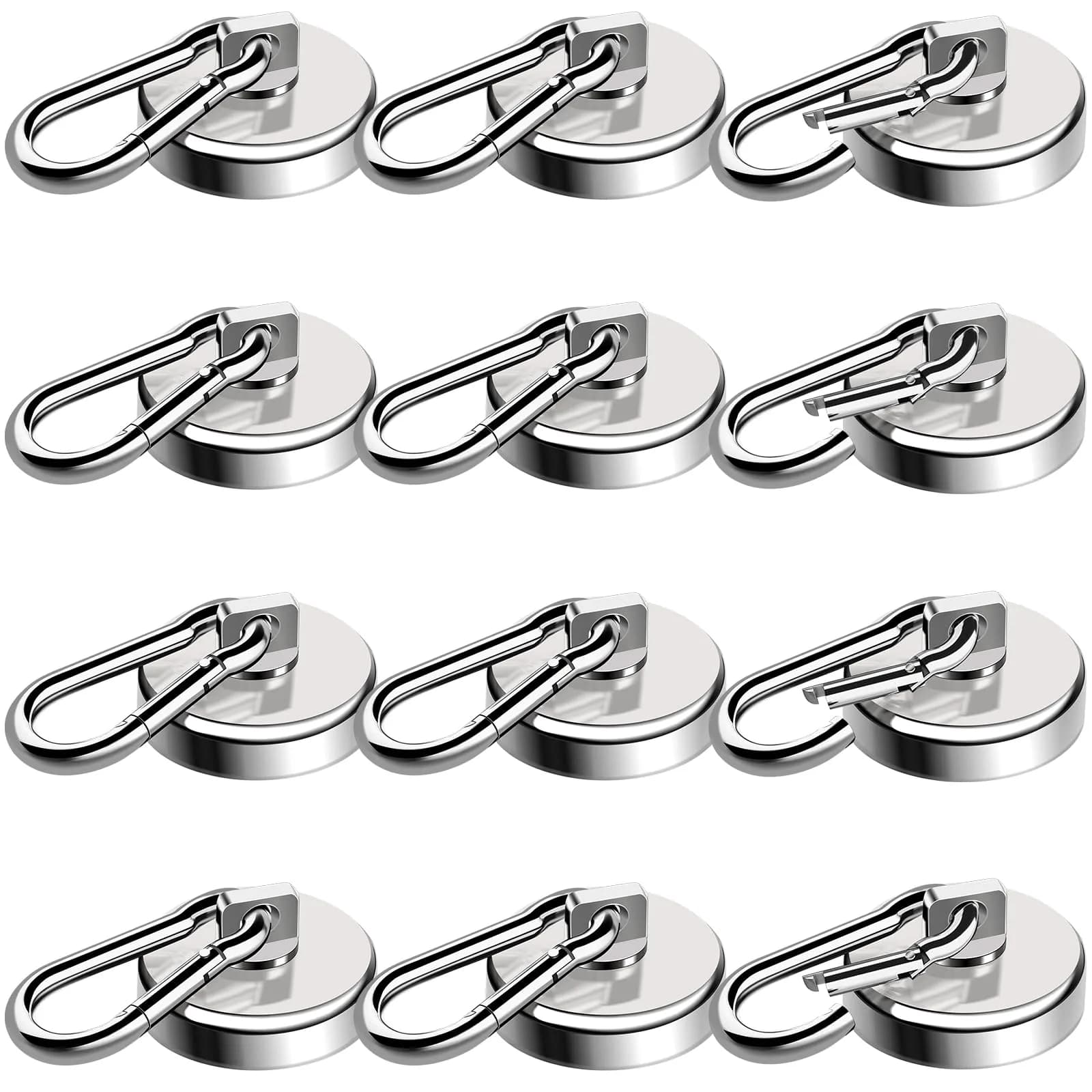 E BAVITE Magnetic Carabiner Hooks 12 Pack | Heavy Duty 110LBS Capacity for Indoor & Outdoor Use