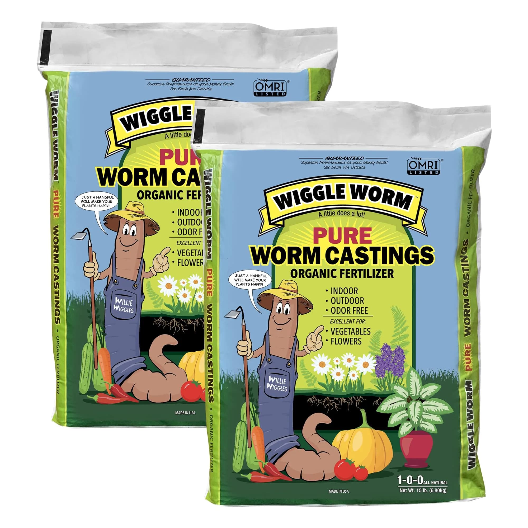 Wiggle Worm Organic Fertilizer 15lb | Pure Earthworm Castings for Healthy Plants - main product image