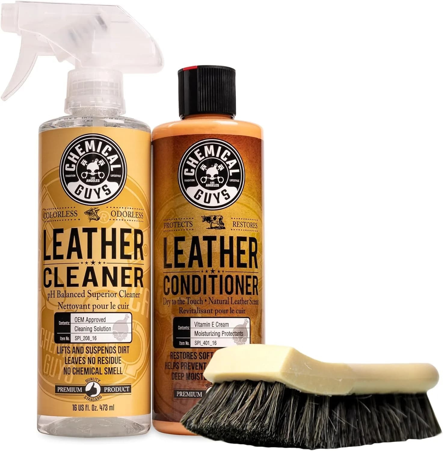 Chemical Guys Leather Cleaner and Conditioner Kit with Brush | Complete Leather Care for All Surfaces (100-120 chars)