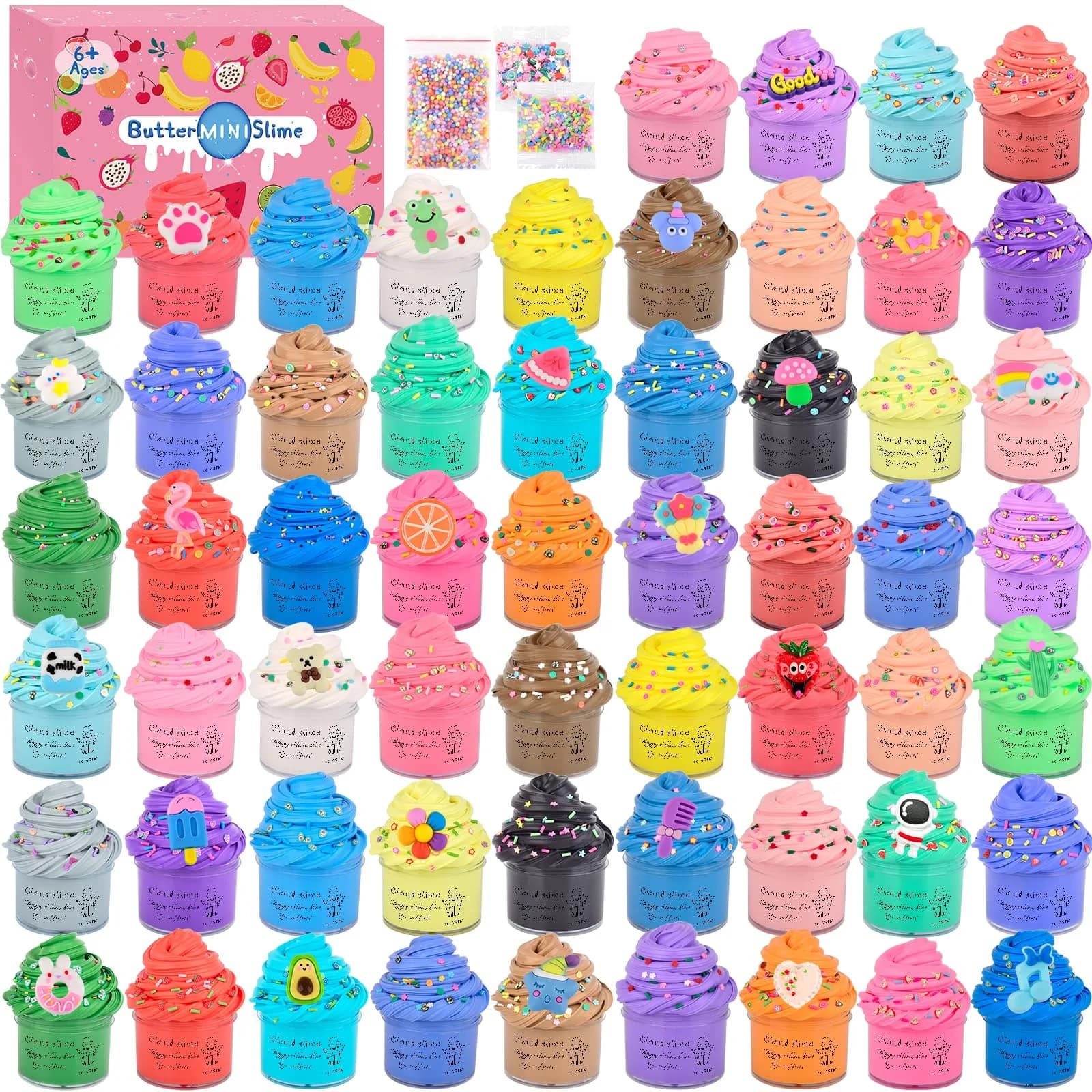 tuupowana 58-Pack Mini Butter Slime Kit | ASTM-Tested Non-Toxic Toy Slime for Kids Ages 6-12 - main product image