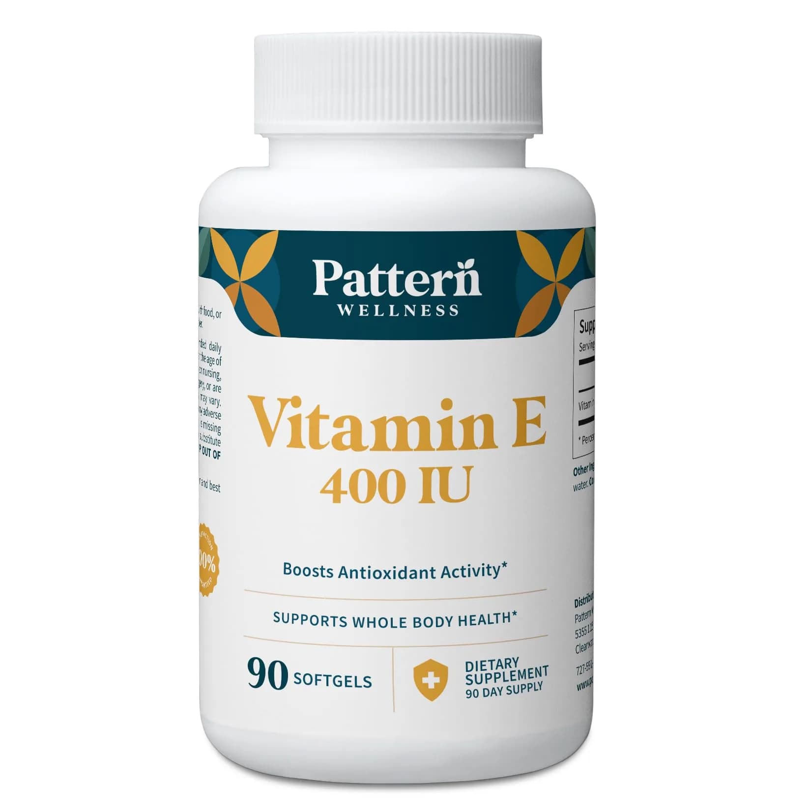 Pattern Wellness Vitamin E 400 IU – 90 Softgels | Supports Antioxidant & Cellular Health - main product image