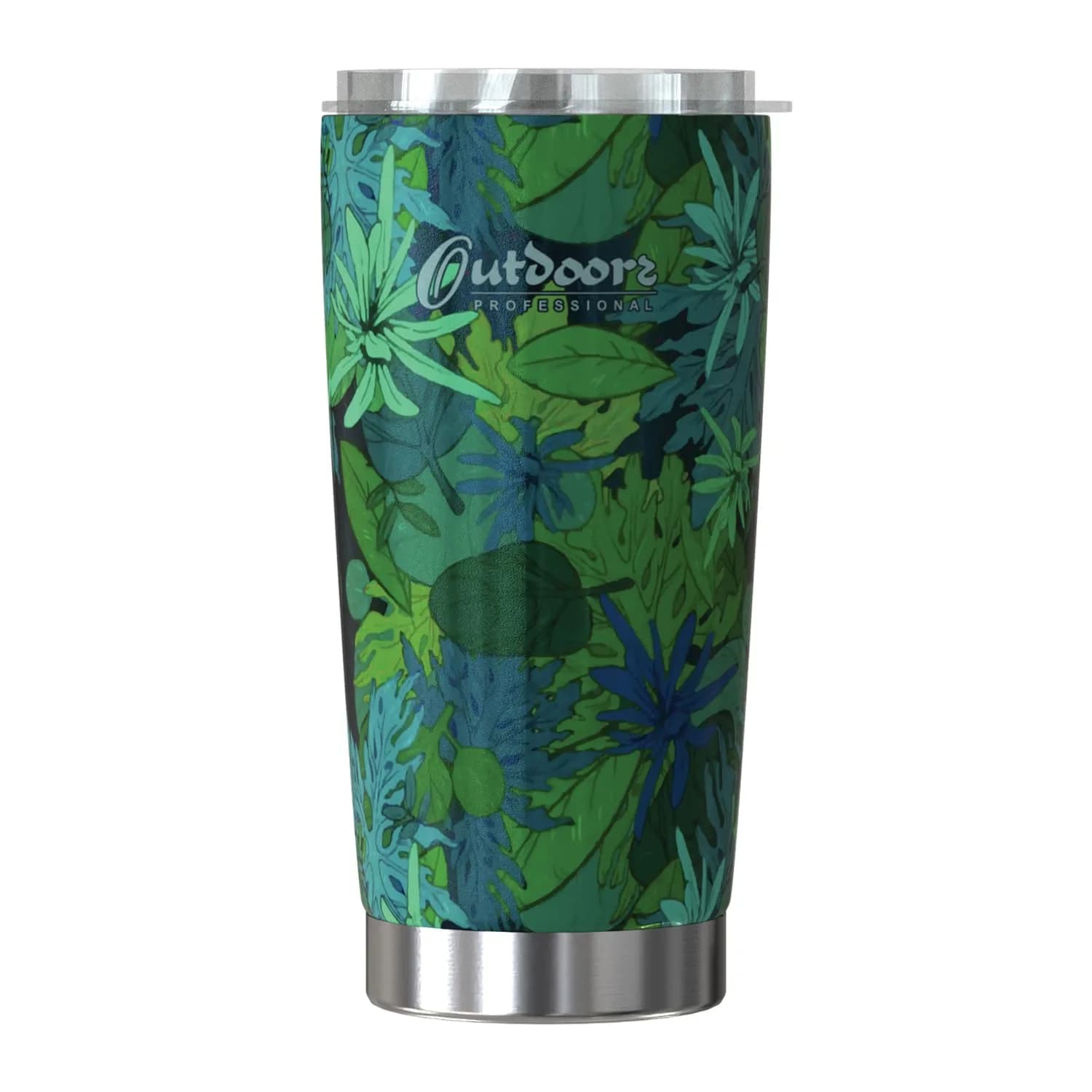 Outdoors Professional 20-Oz. Stainless Steel Double-Walled Vacuum Tumbler | Tropical Green, Keeps Drinks Hot 6H & Cold 12H