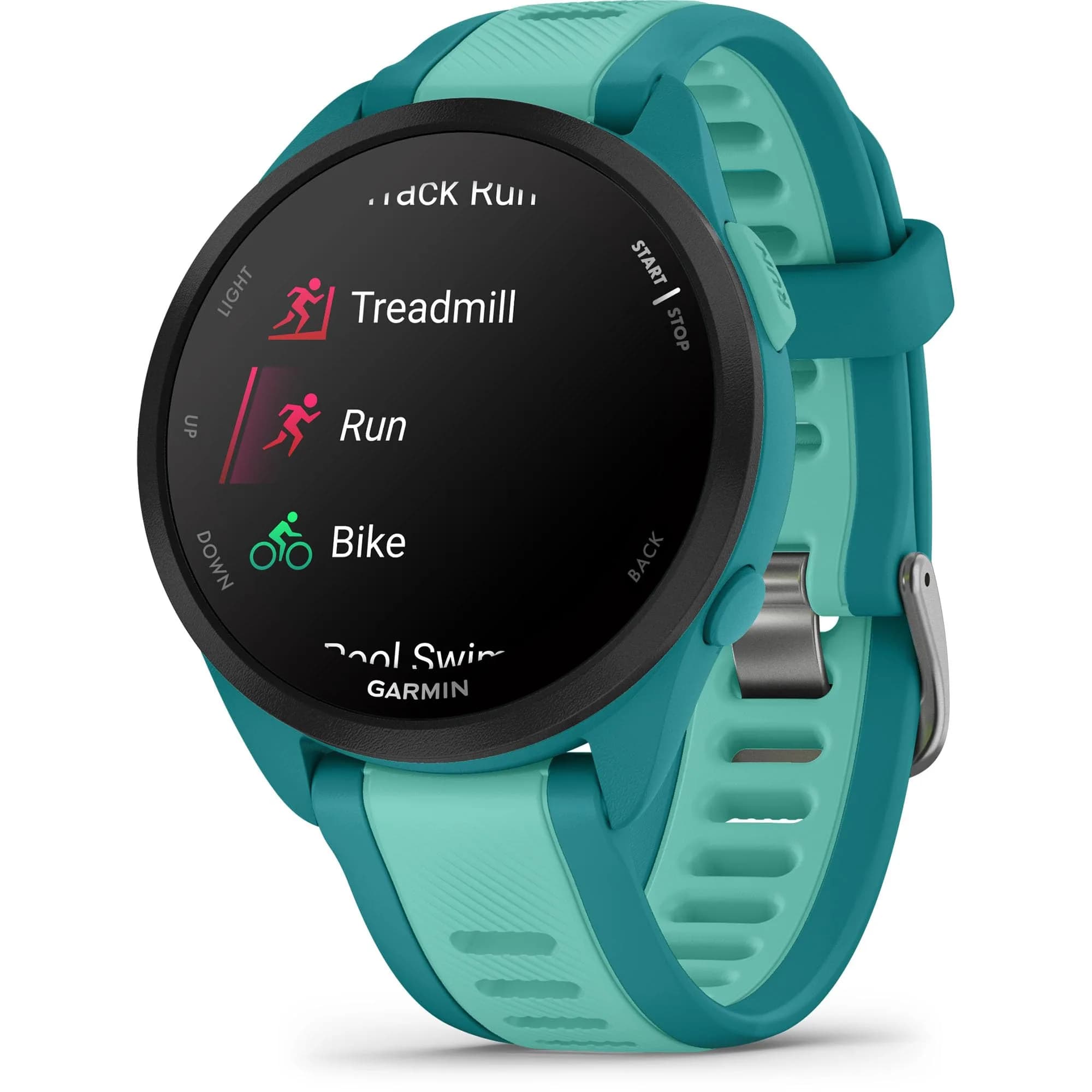 Garmin Forerunner® 165 Music Running Smartwatch 43mm Turquoise | AMOLED Touchscreen with GPS & Music Storage - main product image