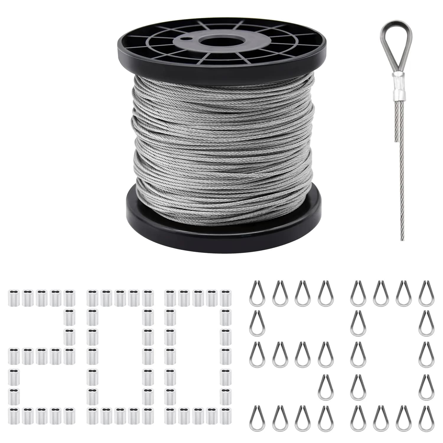 FGBNM Stainless Steel Wire Rope Cable Set 328ft | Rust-Proof & Heavy Duty for Rigging & Hanging