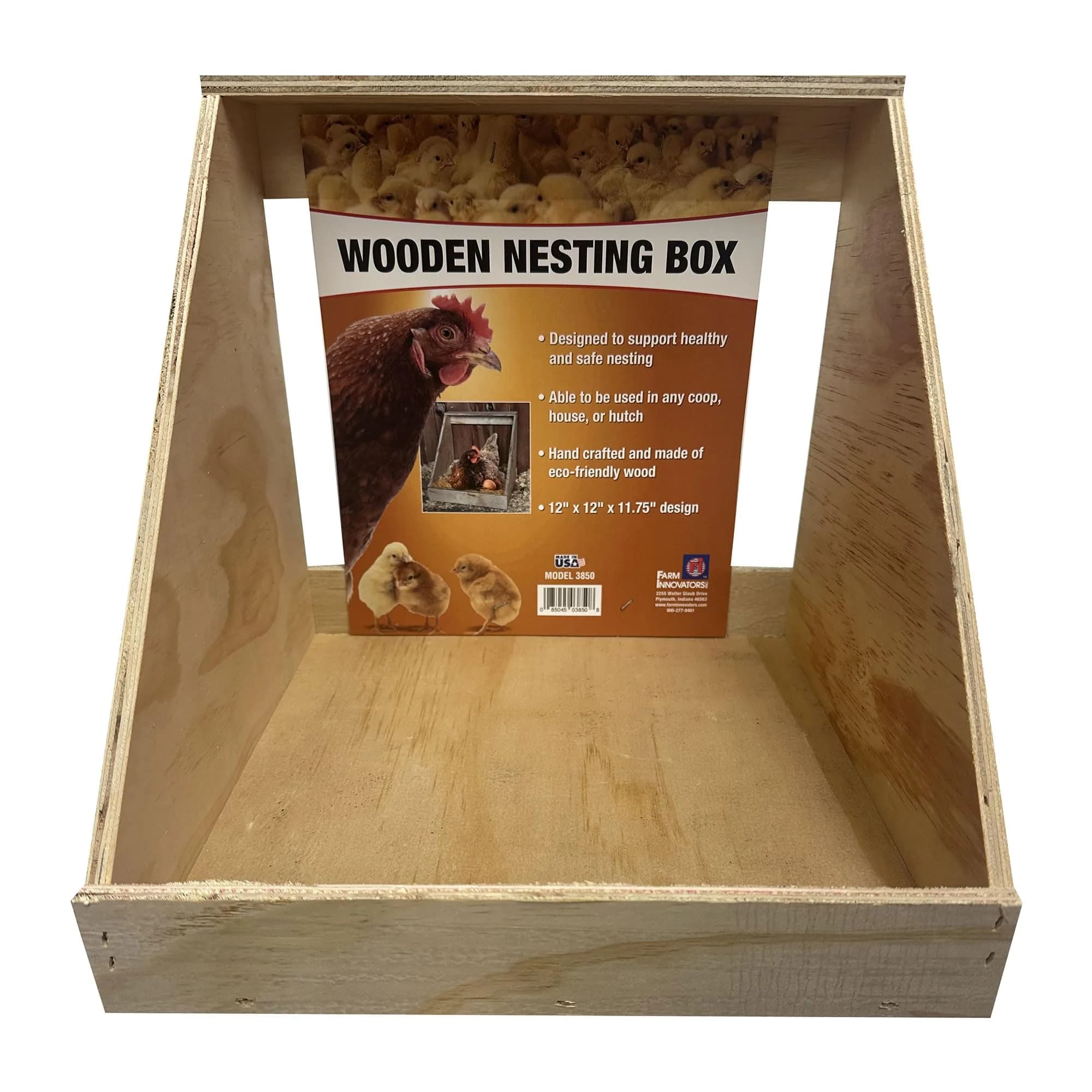 Farm Innovators Single Compartment Handcrafted Wood Chicken Nesting Box | Secure Egg-Laying Sanctuary - main product image