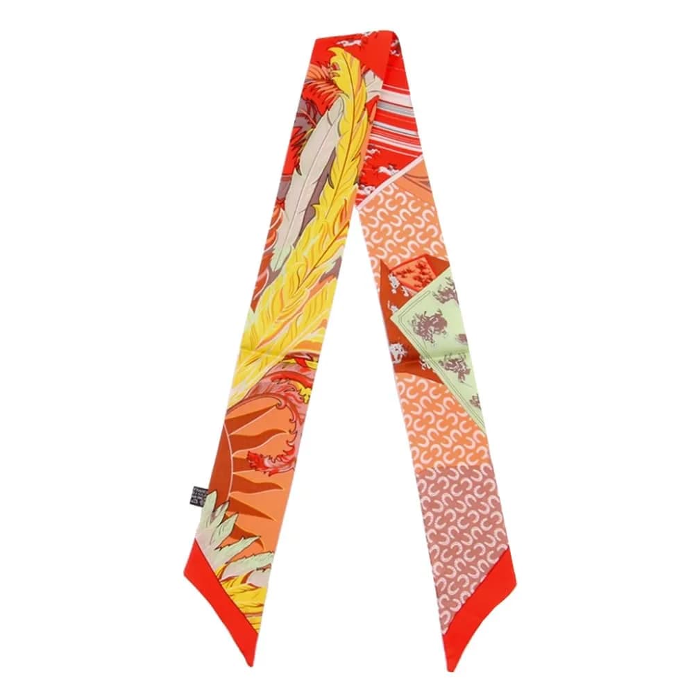 JERLA 100% Mulberry Silk Scarf 88cm x 5cm | Horse Chewing Ring Blue