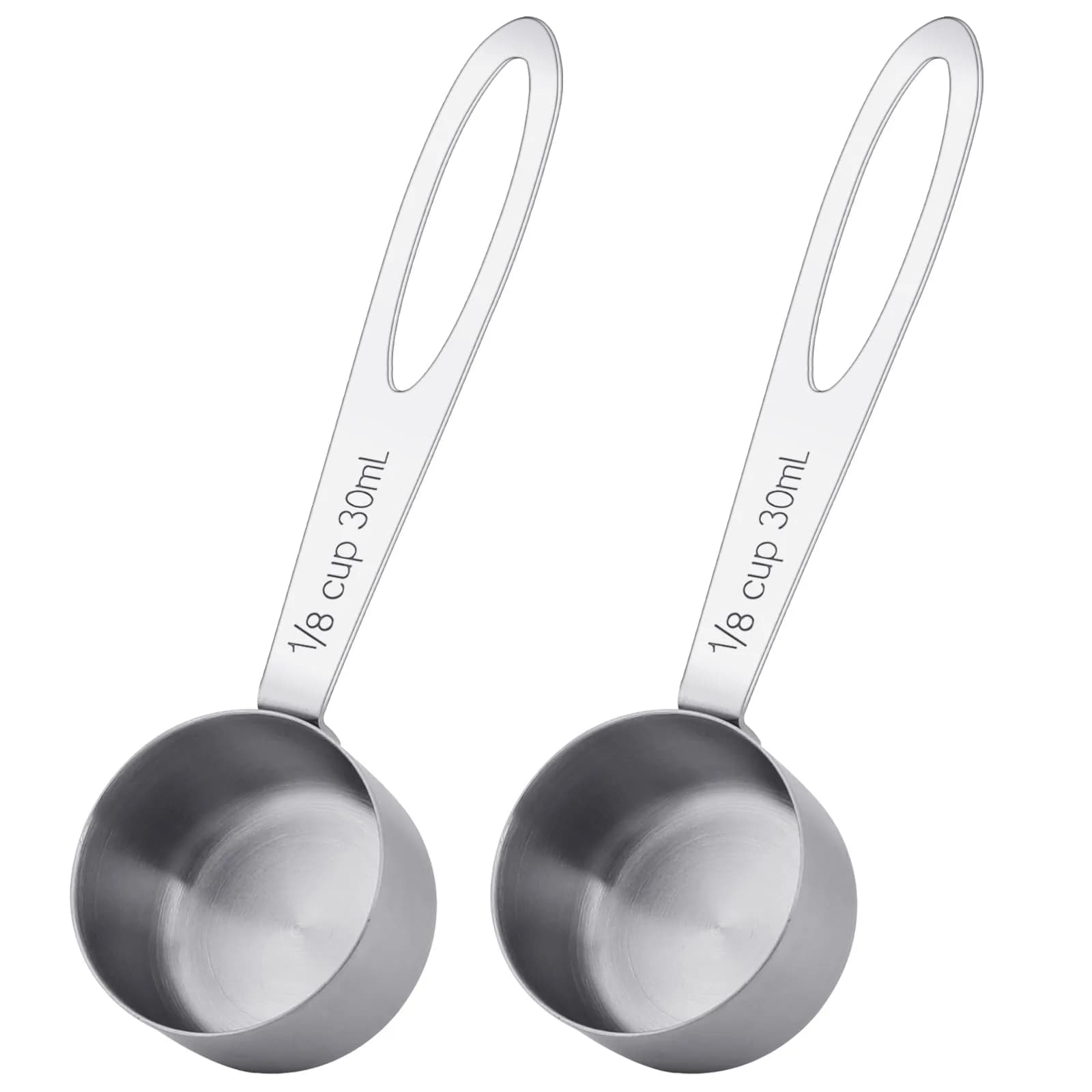 KALIONE 30ml Stainless Steel Measuring Spoon Set | 2 Pcs Long Handle Coffee Scoop | 1/8 Cup Measure