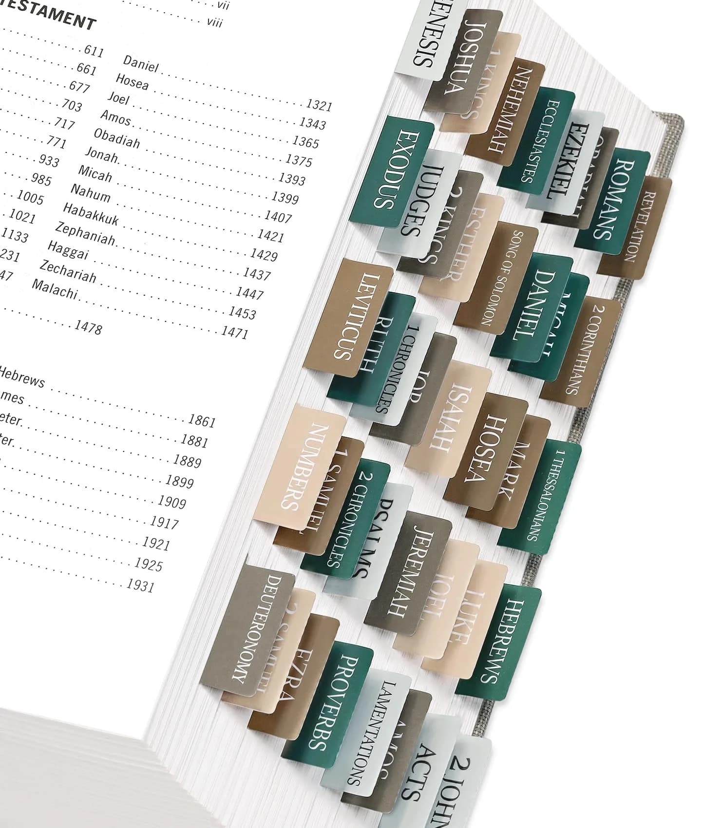 Taja Bible Tabs for Study Bible - Large Print Neutral Winter Wood | Easy Navigation Old & New Testament - main product image