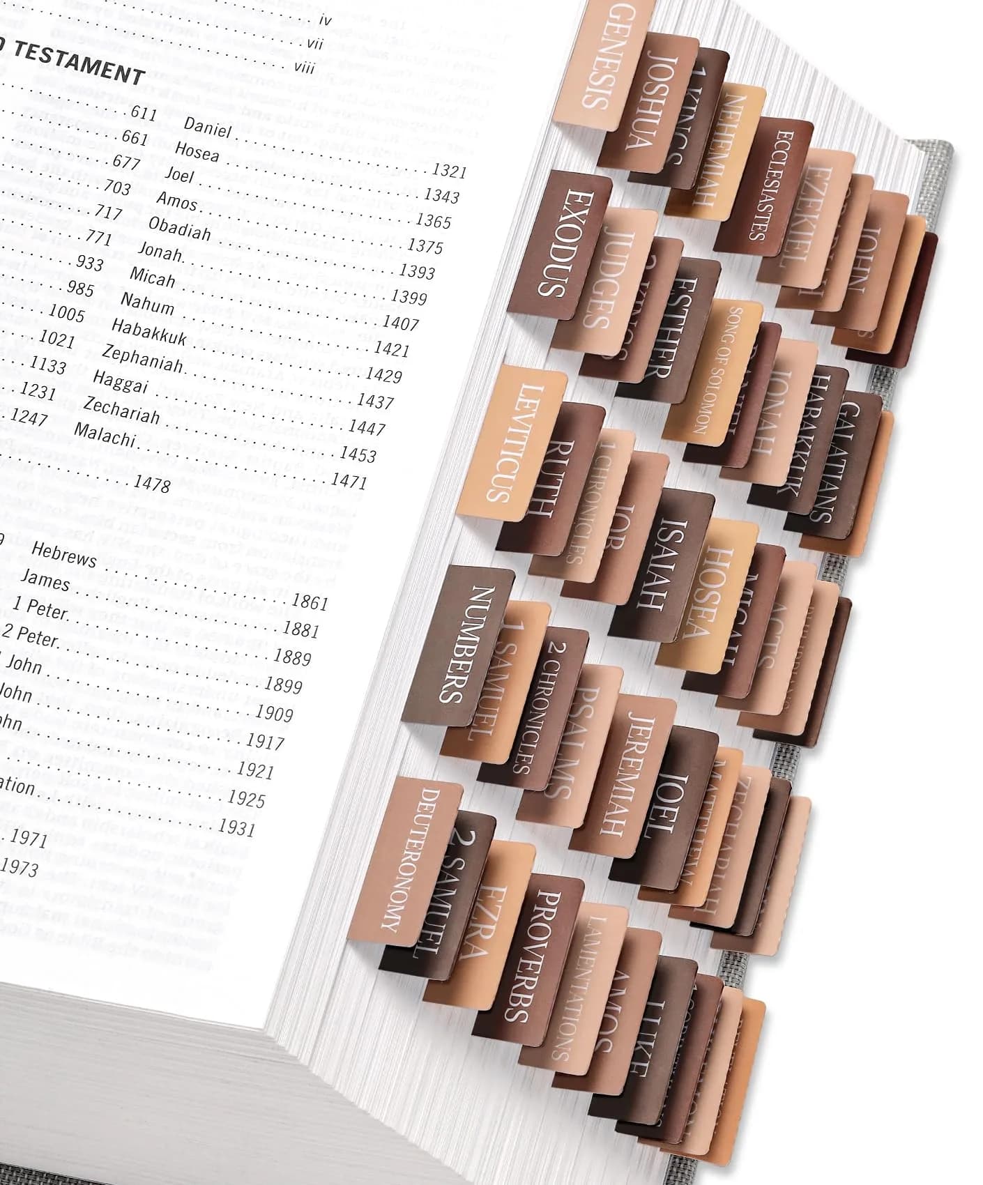 Taja Bible Tabs for Women & Men, Large Print Neutral Bible Tabs (66+9 Blank Tabs) | Easy Bible Navigation - main product image