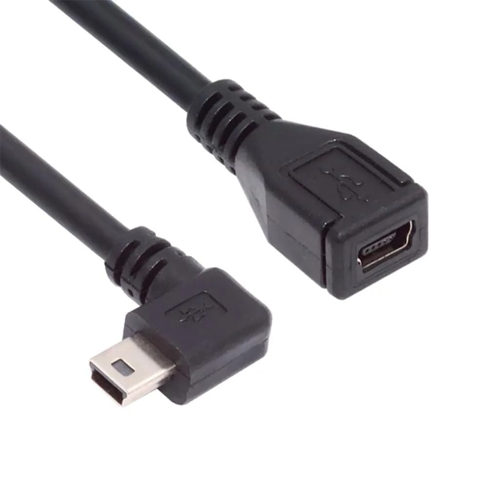 cablecc 90 Degree Right Angled Mini USB 5Pin Male to Female Extension Cable 30cm | High-Speed Data & Compact Design