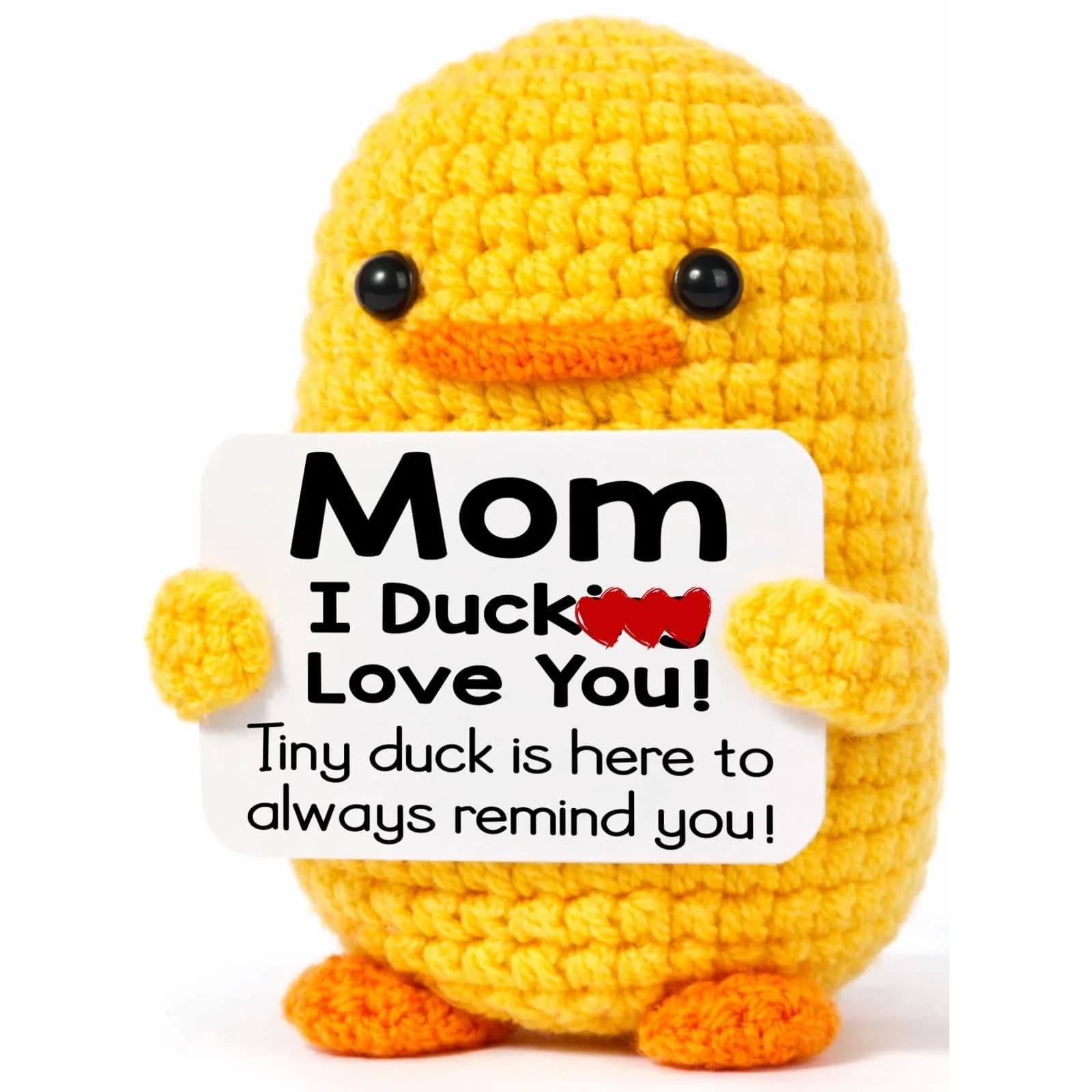 MBL "I Duck Love Mom" Crochet Duck Plush Figure 8 cm (3.14 in) | ASTM-Tested Educational Toy - main product image