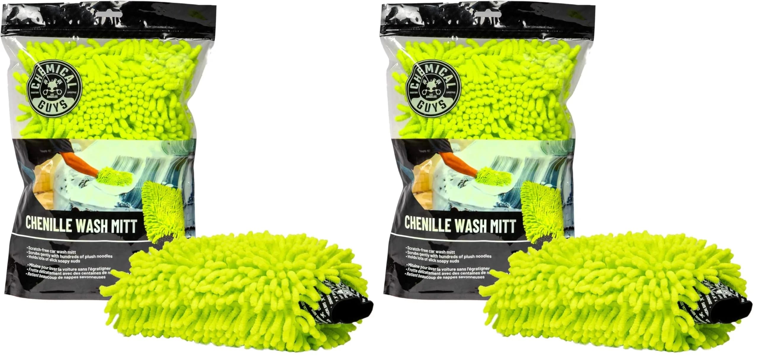Chemical Guys MIC493 Chenille Microfiber Wash Mitt (Pack of 2, Lime Green) | Scratch-Free Car Washing - main product image