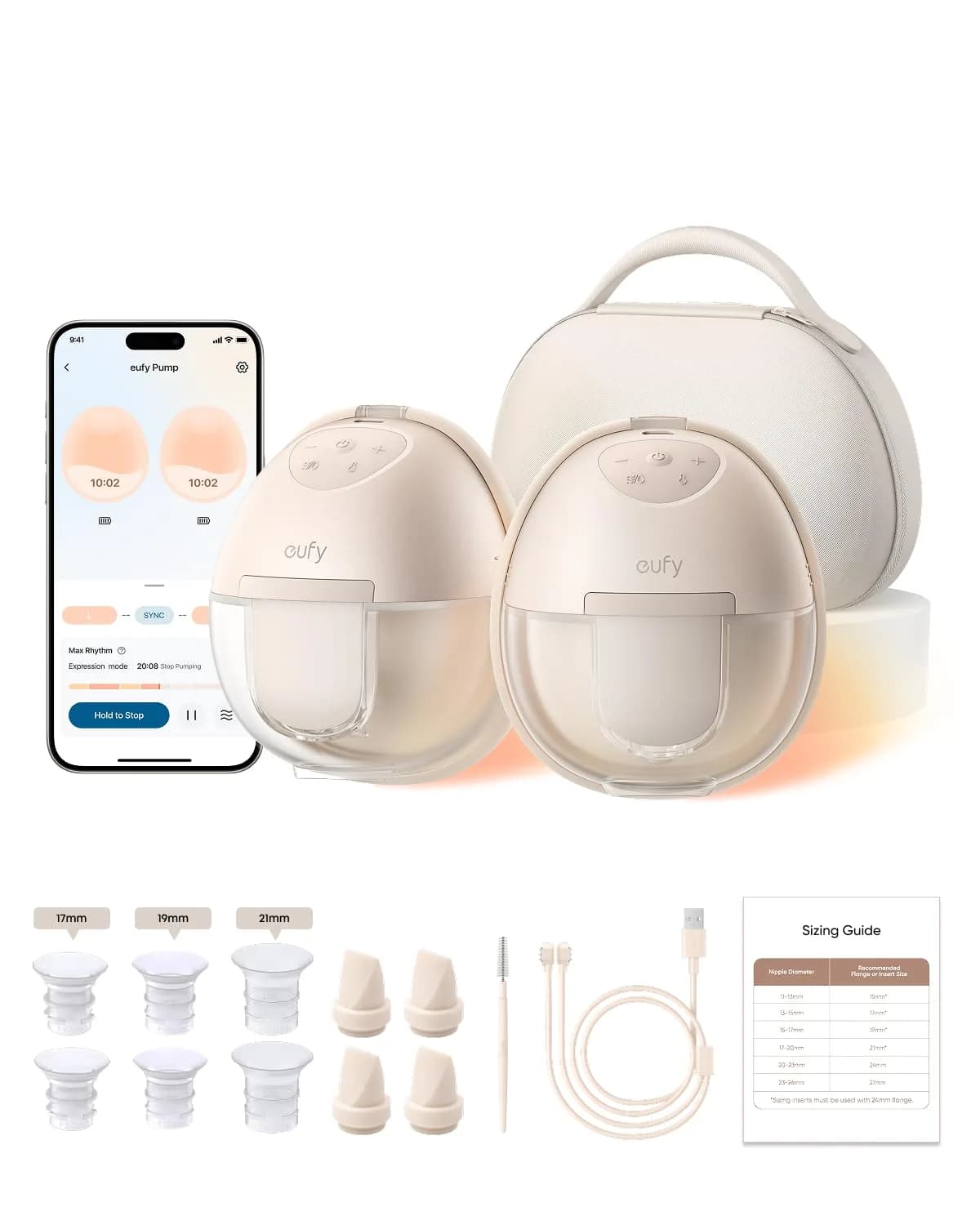 eufy Security Heated Wearable Breast Pump S1 Pro with Charging Case | 300 mmHg Suction, 46dB Quiet, BPA-Free - main product image