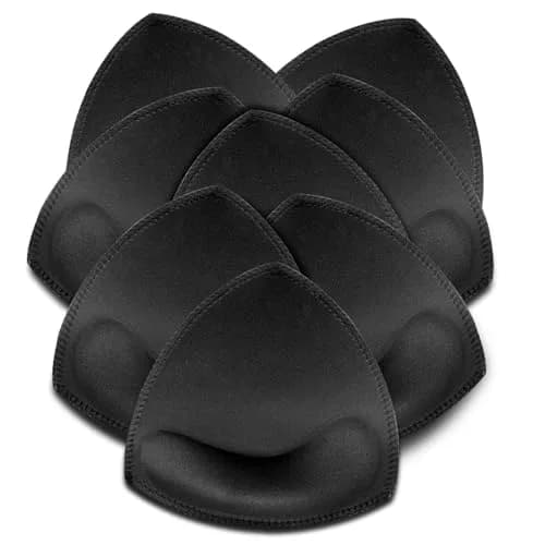 KSang Bra Pads Inserts for Sports Bras & Swimsuits, C Cup, Black (4 Pairs) | Sewn Edges for Natural Shape - main product image