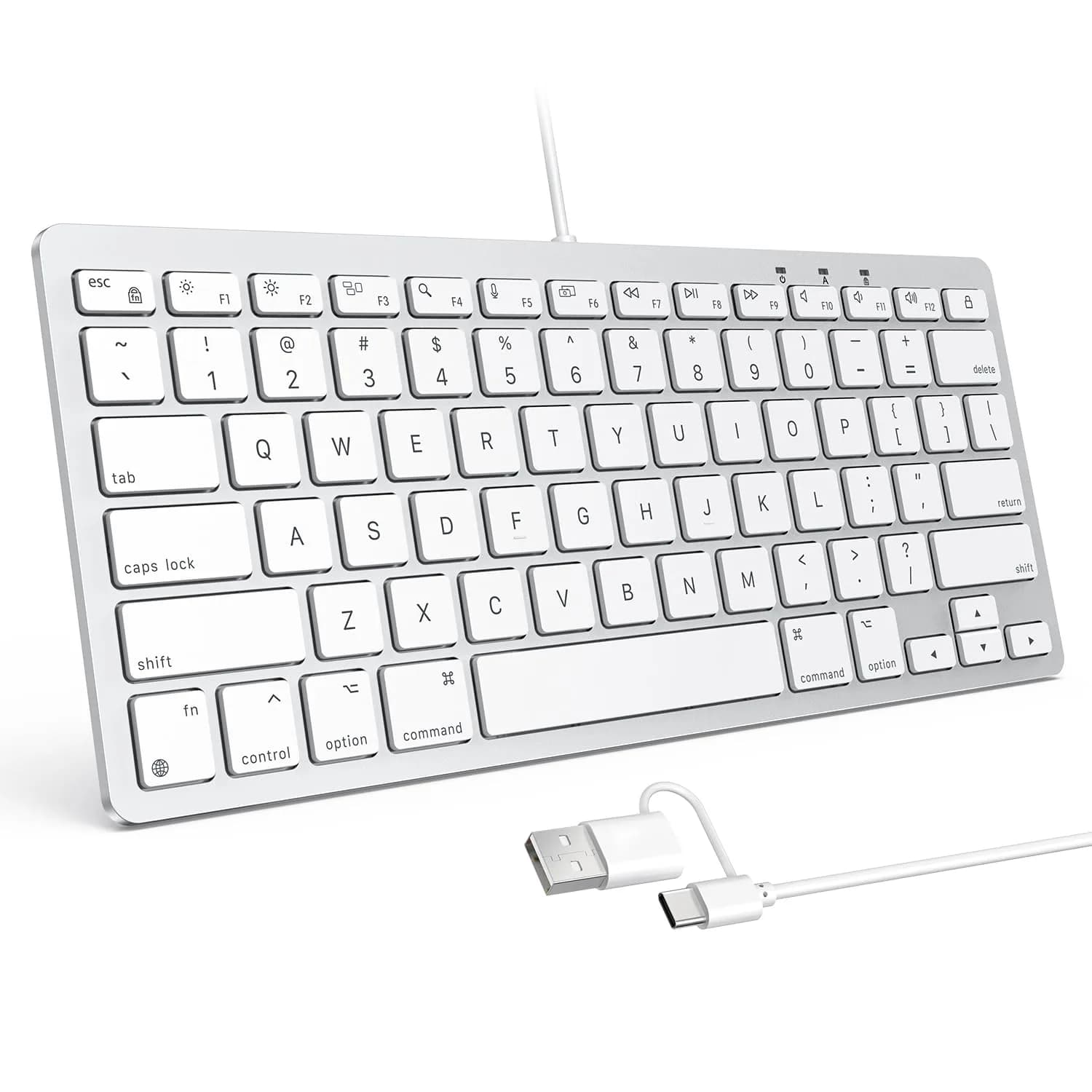 OMOTON Wired Keyboard for Mac, Compact 78-Key, USB-C/A Plug & Play, White | Scissor-Switch Keys for Smooth Typing - main product image