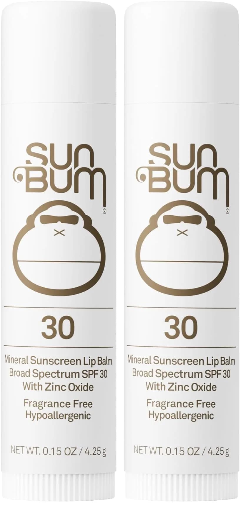Sun Bum SPF 30 Mineral Sunscreen Lip Balm Stick | 0.3 oz (0.15 oz x 2) | Broad Spectrum UVA/UVB Protection