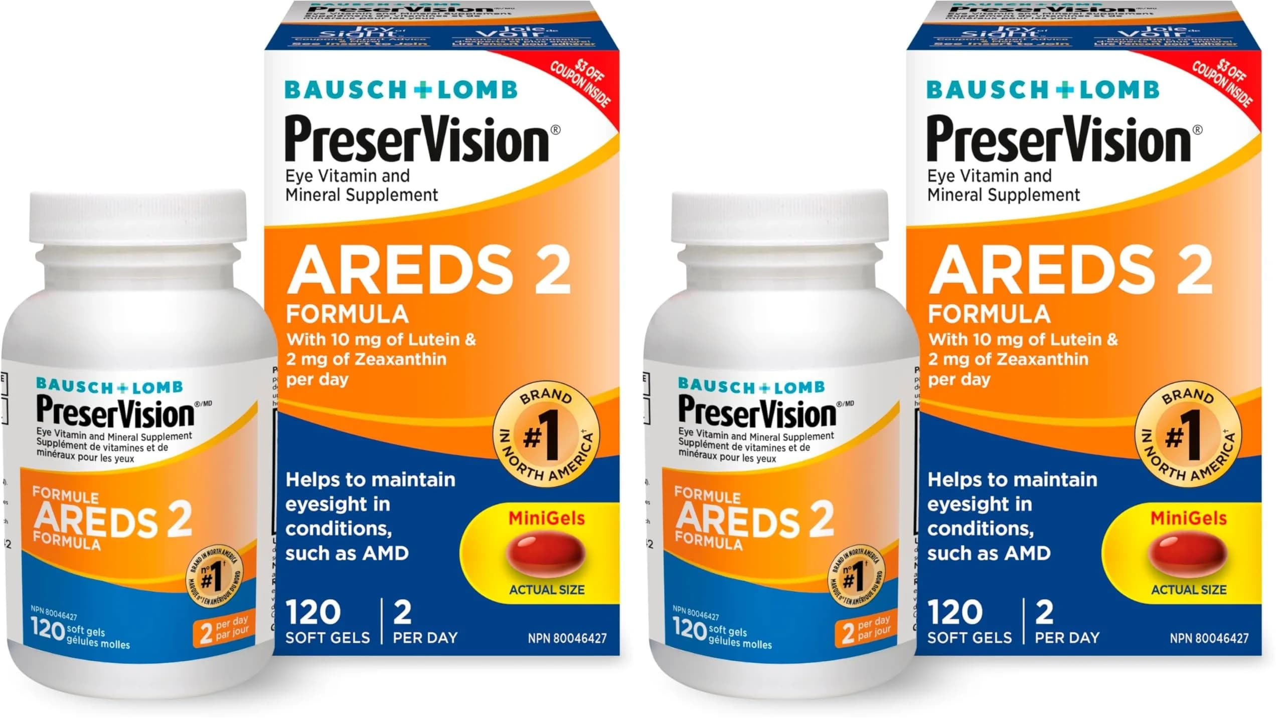 PreserVision AREDS 2 Eye Vitamins 120 Count (240 Softgels) | NEI Recommended Formula - main product image