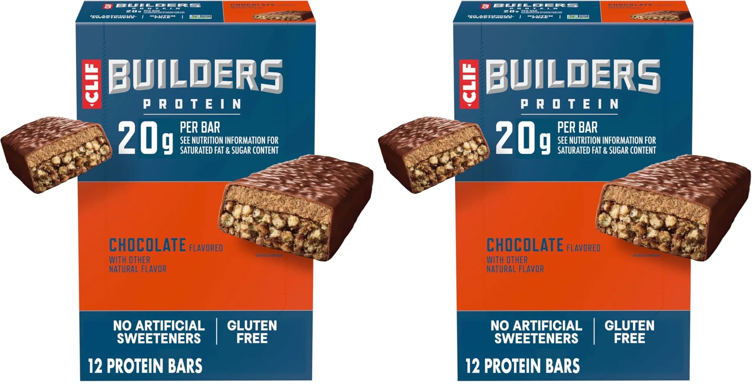 CLIF BUILDERS Chocolate Protein Bars - 20g Plant Based Protein - Gluten Free - 2.4 oz. (Pack of 24) - main product image