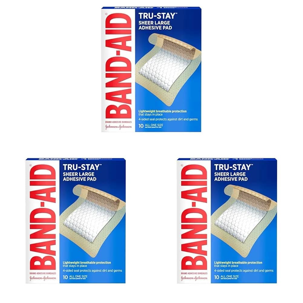 Band-Aid Tru-Stay Large Adhesive Pads, 30 ct (10 ct x 3 Pack) | Sterile Wound Care - main product image