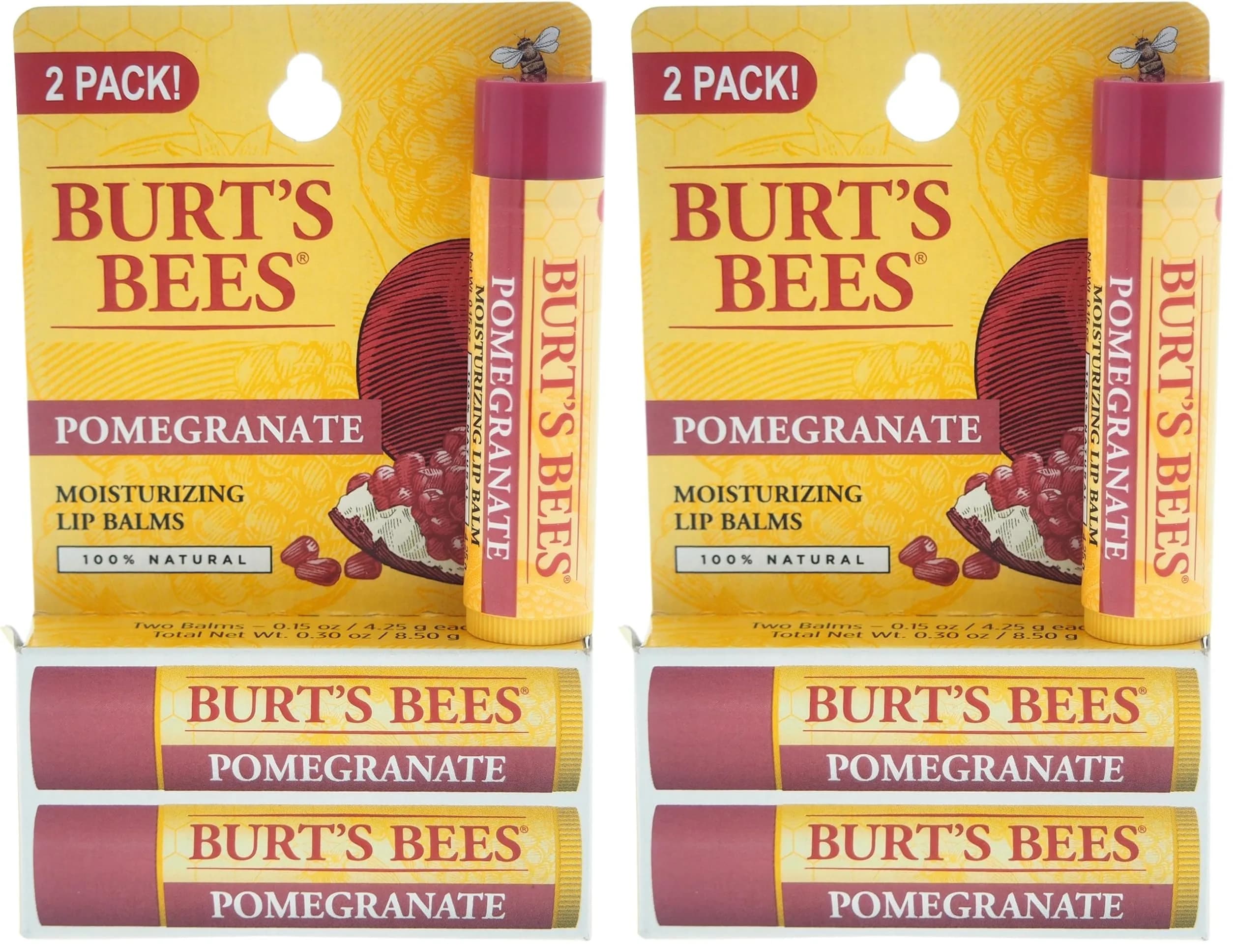 Burt's Bees Pomegranate Tint-Free Lip Balm 0.15 oz (0.44 ml) | Natural Conditioning Lip Treatment - main product image