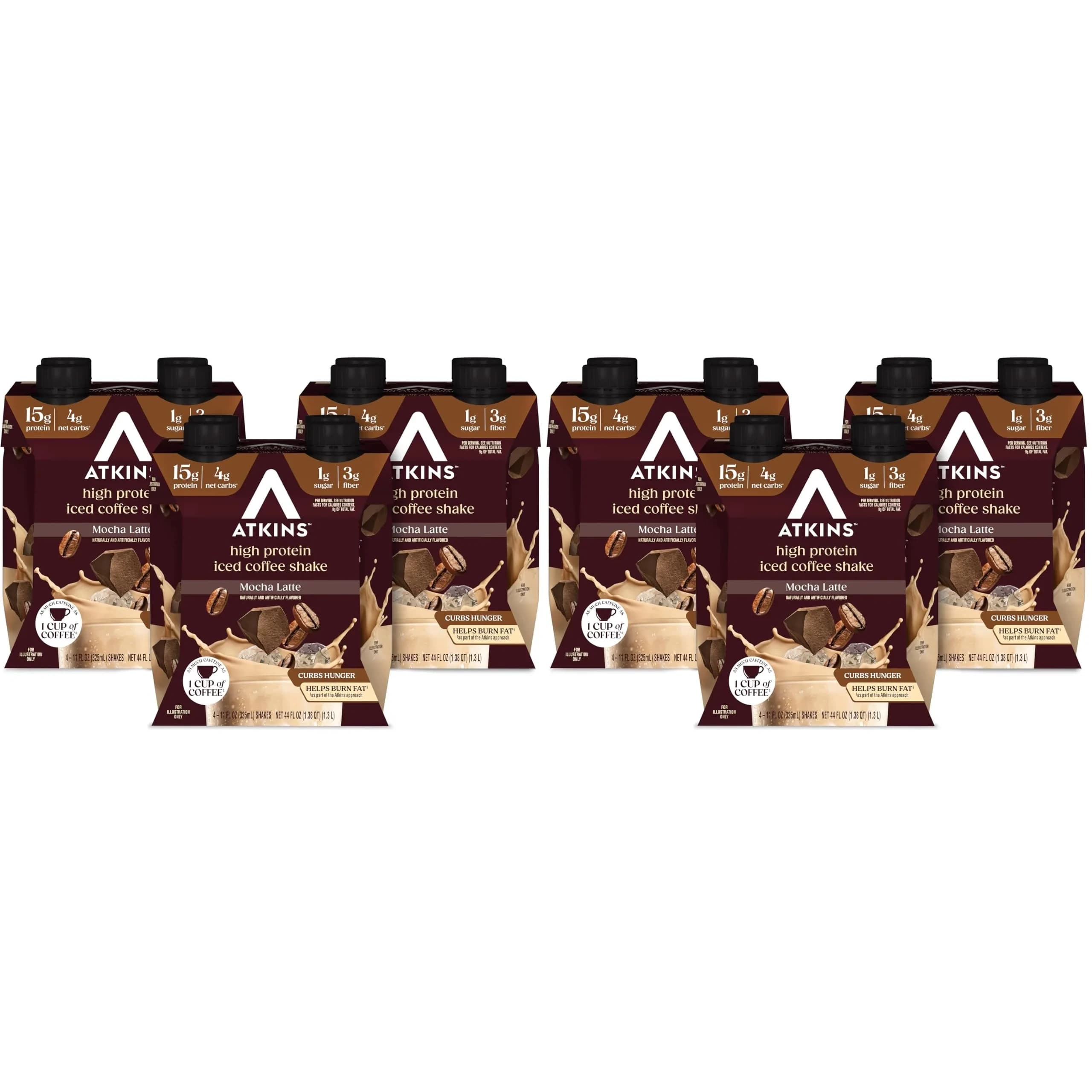 Atkins Mocha Latte Iced Coffee Protein Shake 264ml (8.95 Fl Oz) Pack of 24 | 15g Protein, Keto-Friendly - main product image
