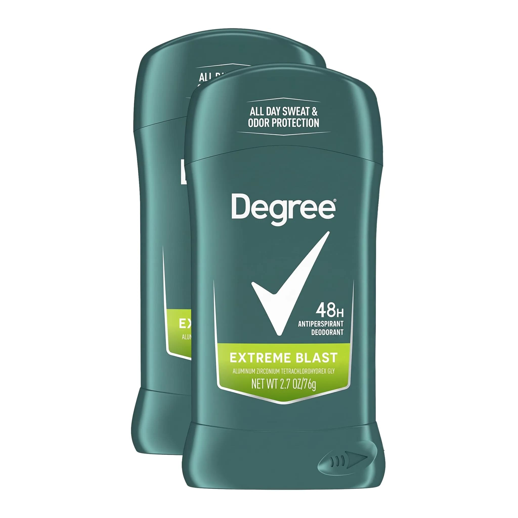Degree Men Original Protection Antiperspirant Deodorant Extreme Blast 48-Hour Sweat and Odor Protection Stick 2.7 oz (Pack of 4) | 48-Hour Sweat & Odor Protection