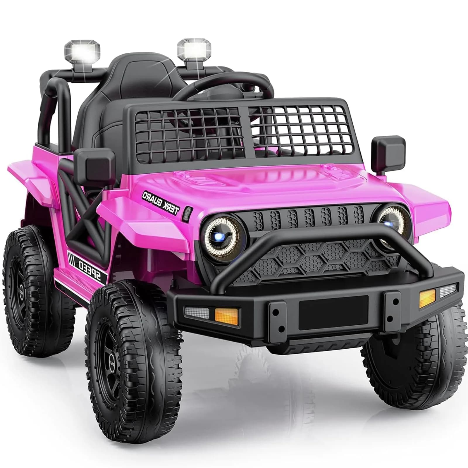 YunTopKids 12V 7Ah Electric Ride On Toy Car for Kids | Parental Remote Control, Bluetooth & LED Lights, Pink, 4-8 Years - main product image