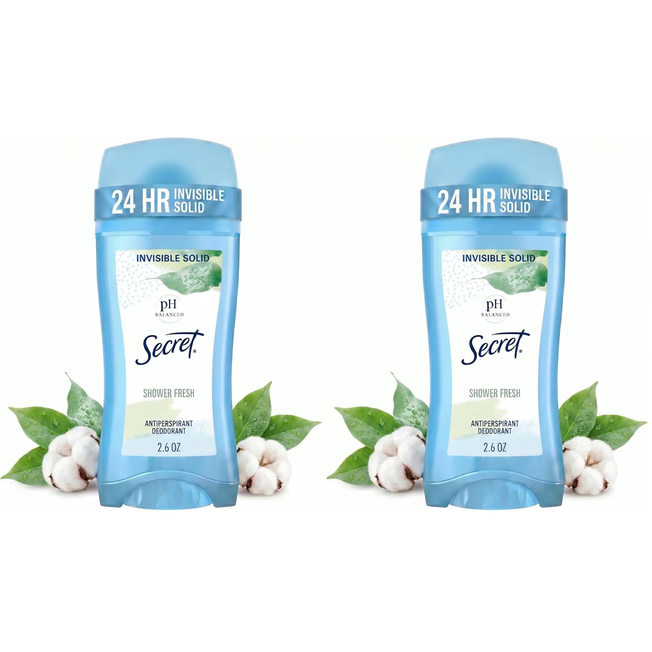 Secret Solid Antiperspirant Deodorant for Women, Shower Fresh Scent, Invisible, 5.2 oz (2 x 2.6 oz) | 24-Hour Sweat & Odor Protection - main product image