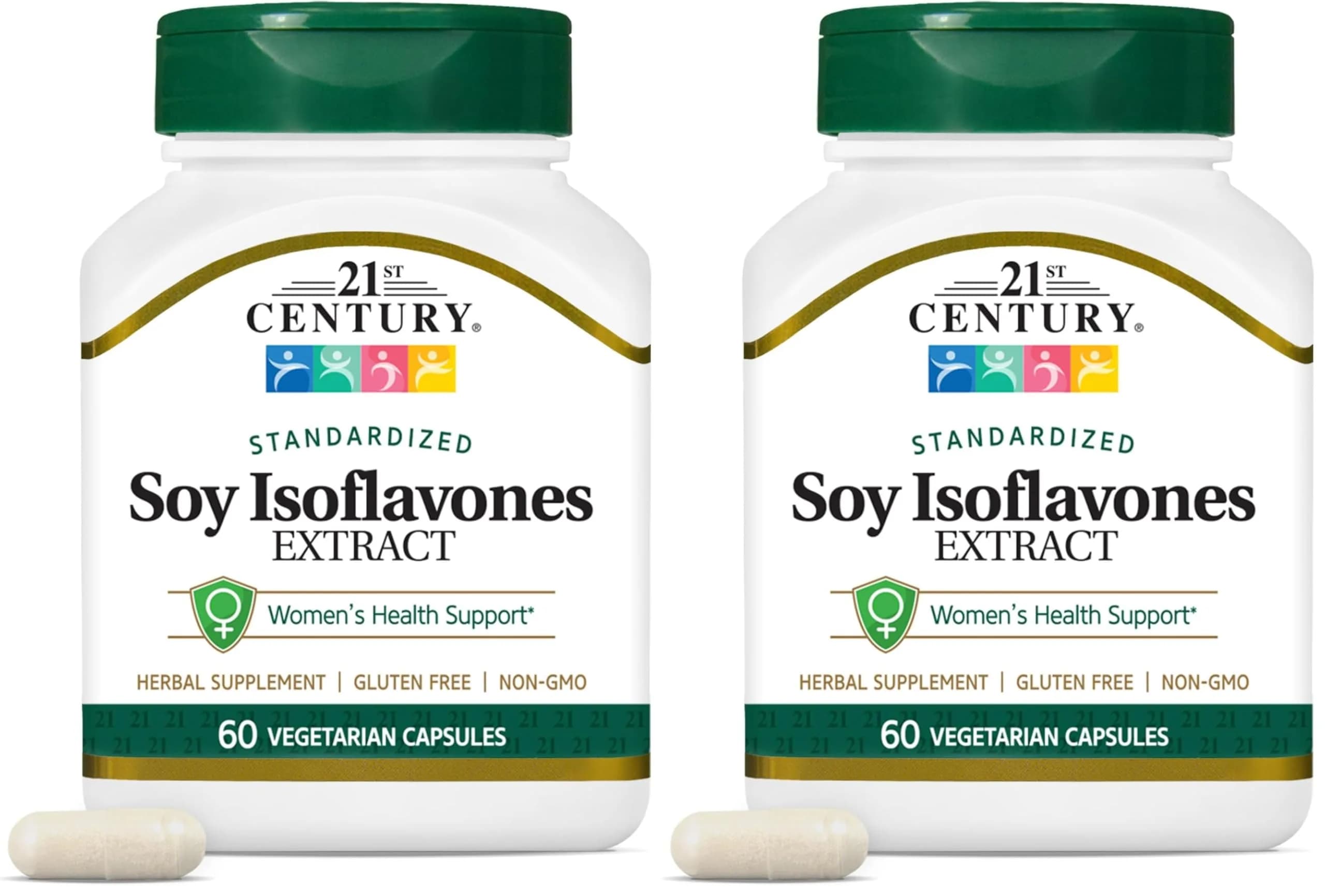 21st Century Soy Isoflavones Veg Capsules 120 Count (60 Count x 2) | Supports Menopausal Women, Heart & Bone Health - main product image