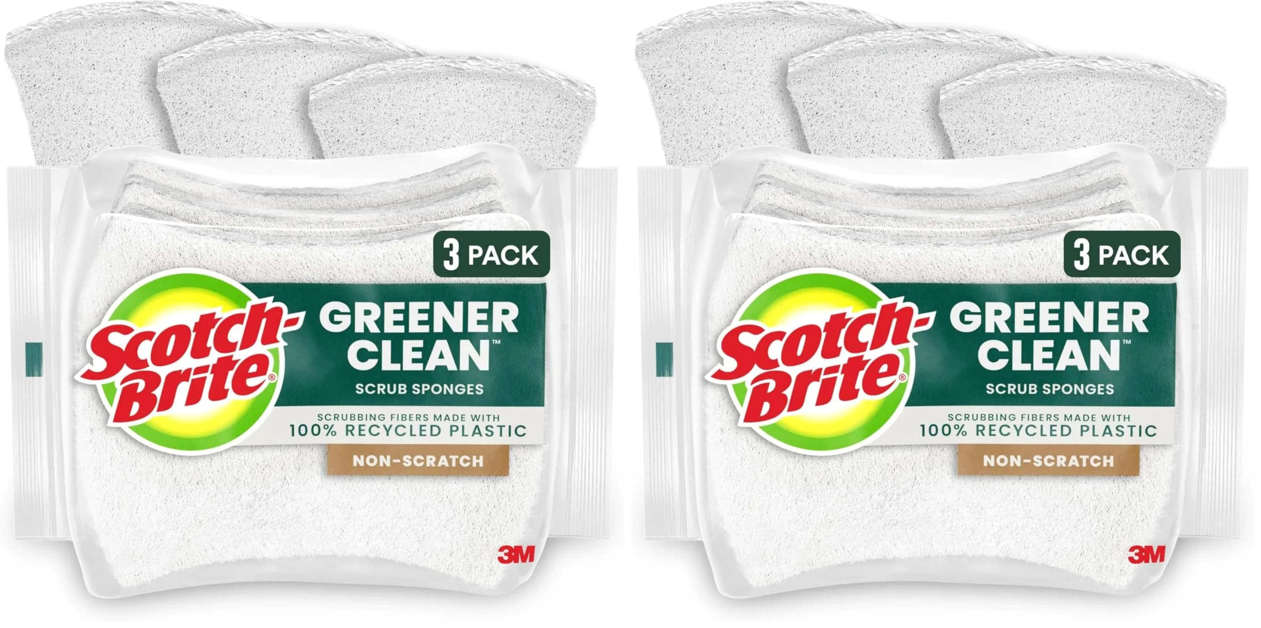 Scotch-Brite Greener Clean Non-Scratch Scrub Sponge 6-Pack | Sustainable Materials, Dishwasher Safe - main product image