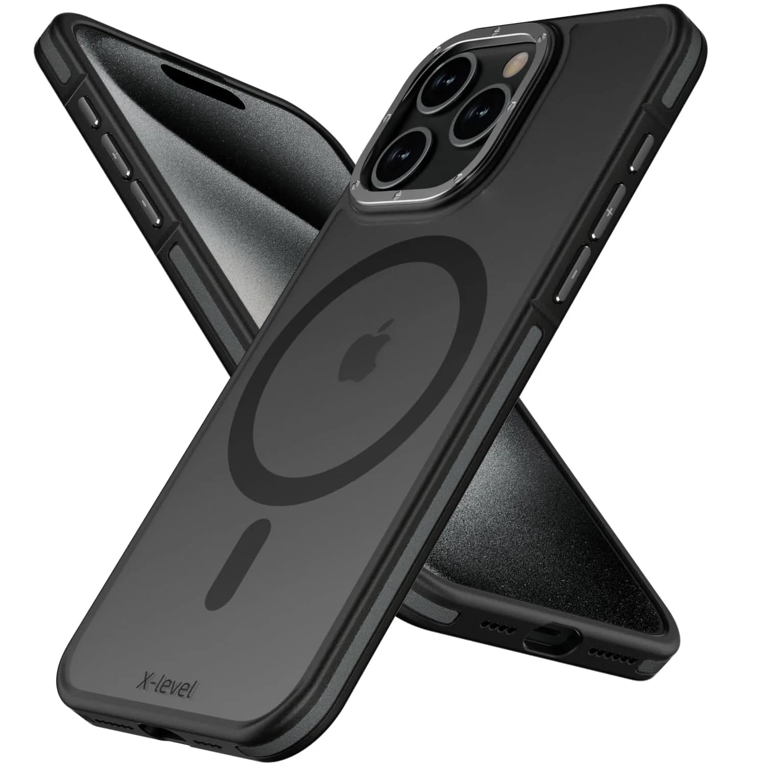 X-level for iPhone 15 Pro Max Case, Compatible with MagSafe, Frosted Black | Slim, Impact-Resistant & Fast Charging Support - main product image