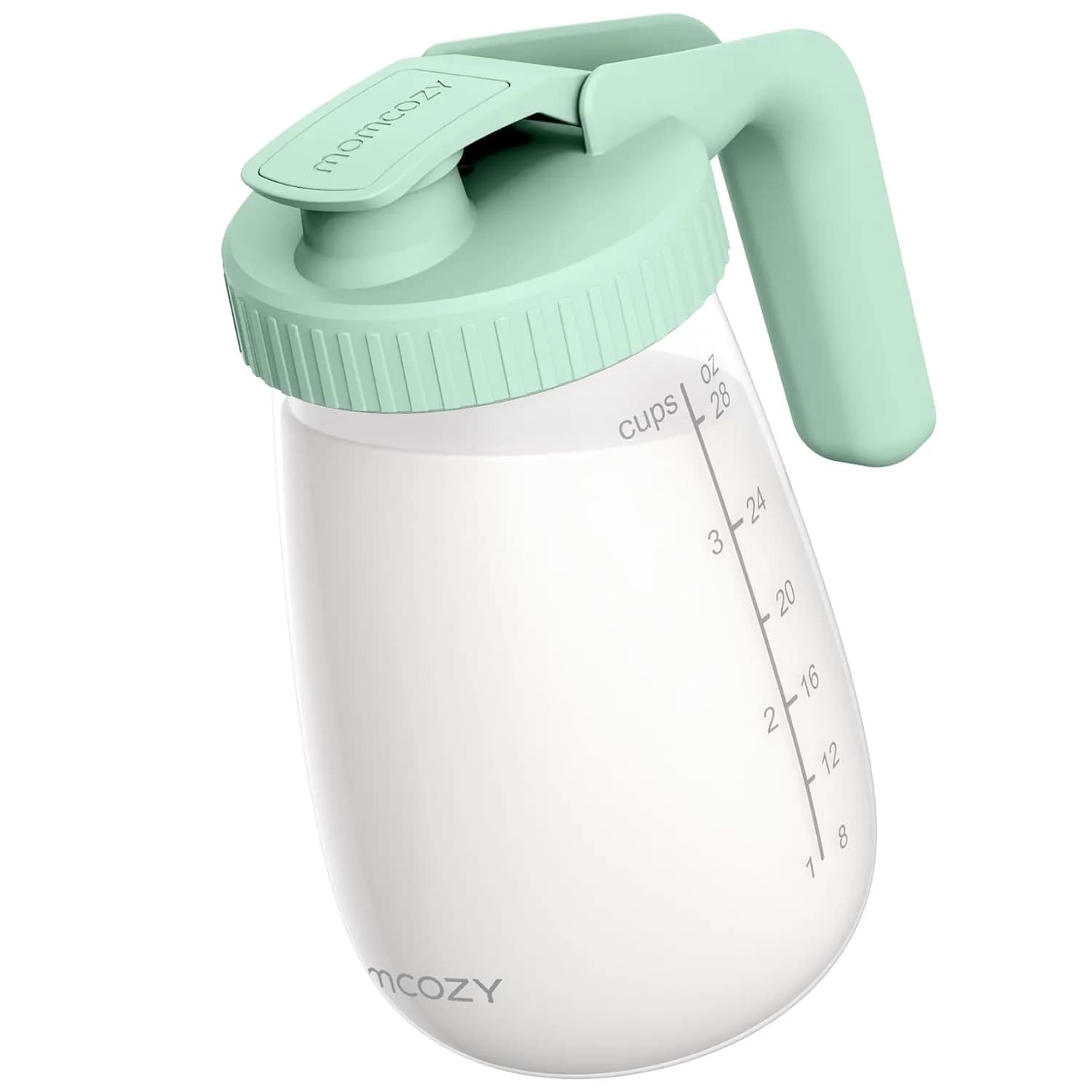Momcozy Breast Milk Pitcher 907g (32 Oz) Green | Heat & Cold Resistant Glass for Formula & Breastmilk - main product image