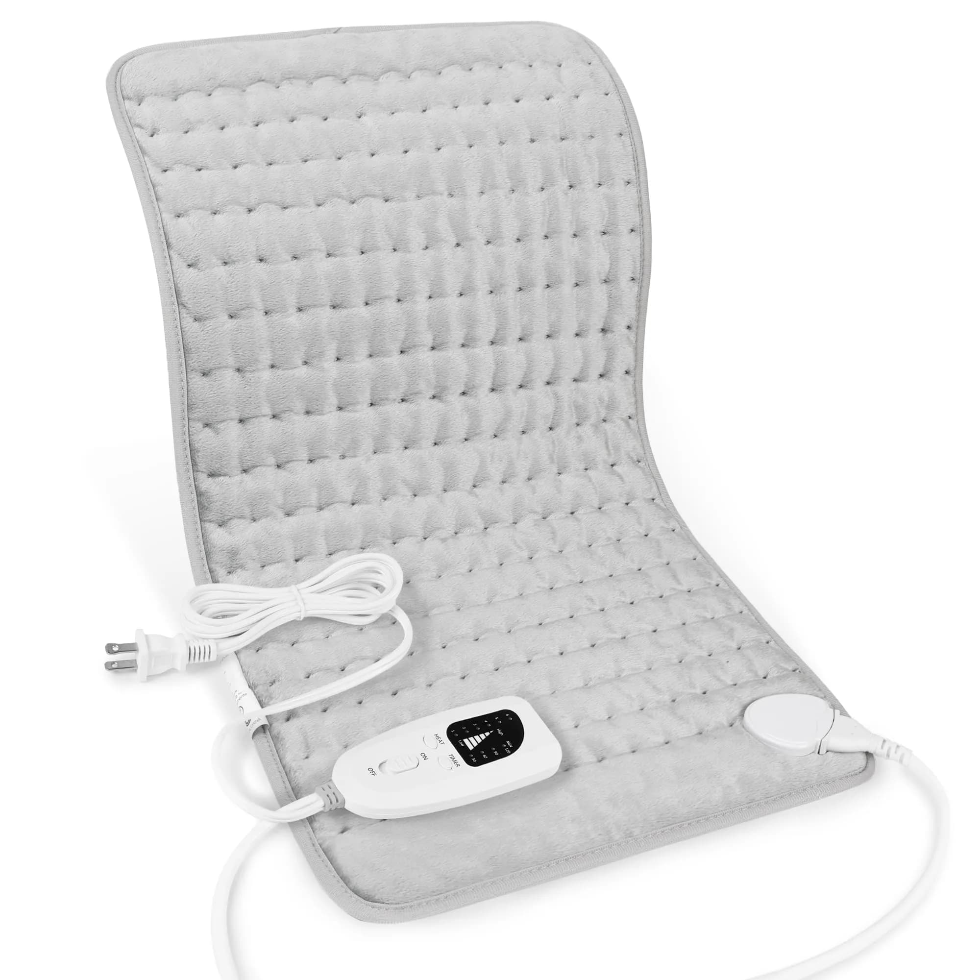 Deepsoon Grey Electric Heating Pad 61x30.5 cm (24x12 Inch) | Soothes Back & Neck Pain with 6 Heat Levels - main product image
