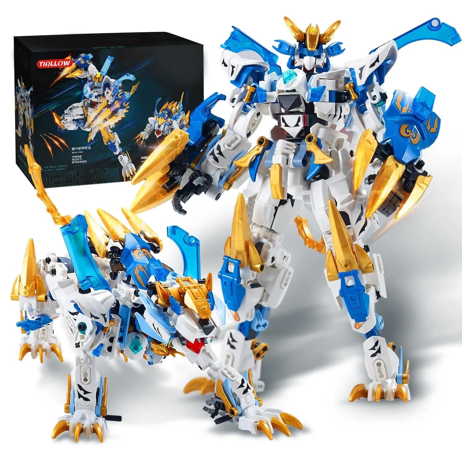 TIALLOW White Tiger Mech Building Block Set 515 pcs | STEM Learning Toy for Ages 8+ - main product image