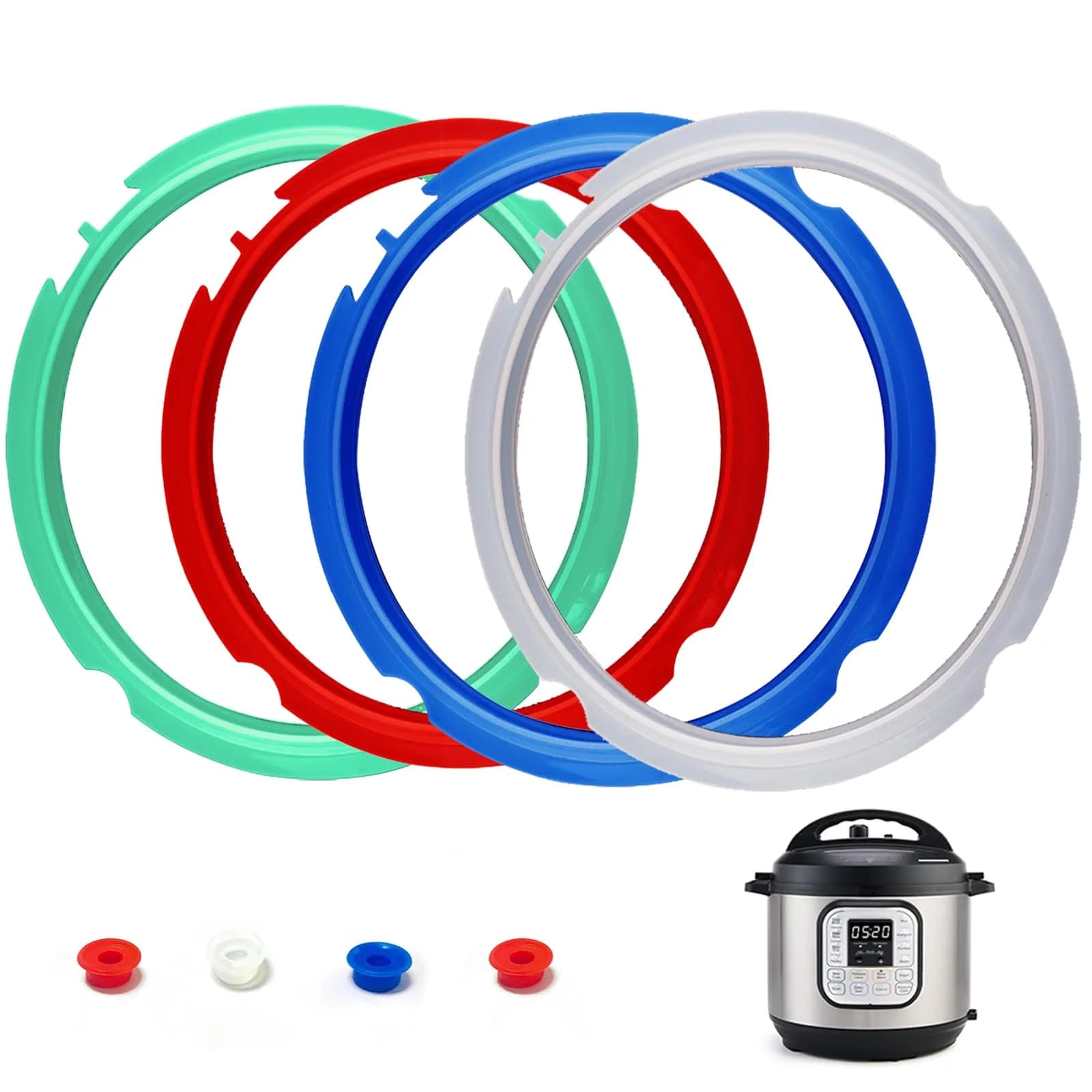 Fuator 3Qt Silicone Sealing Ring & Float Valve Caps 4-Pack | Fits Instant Pot Duo Models - main product image