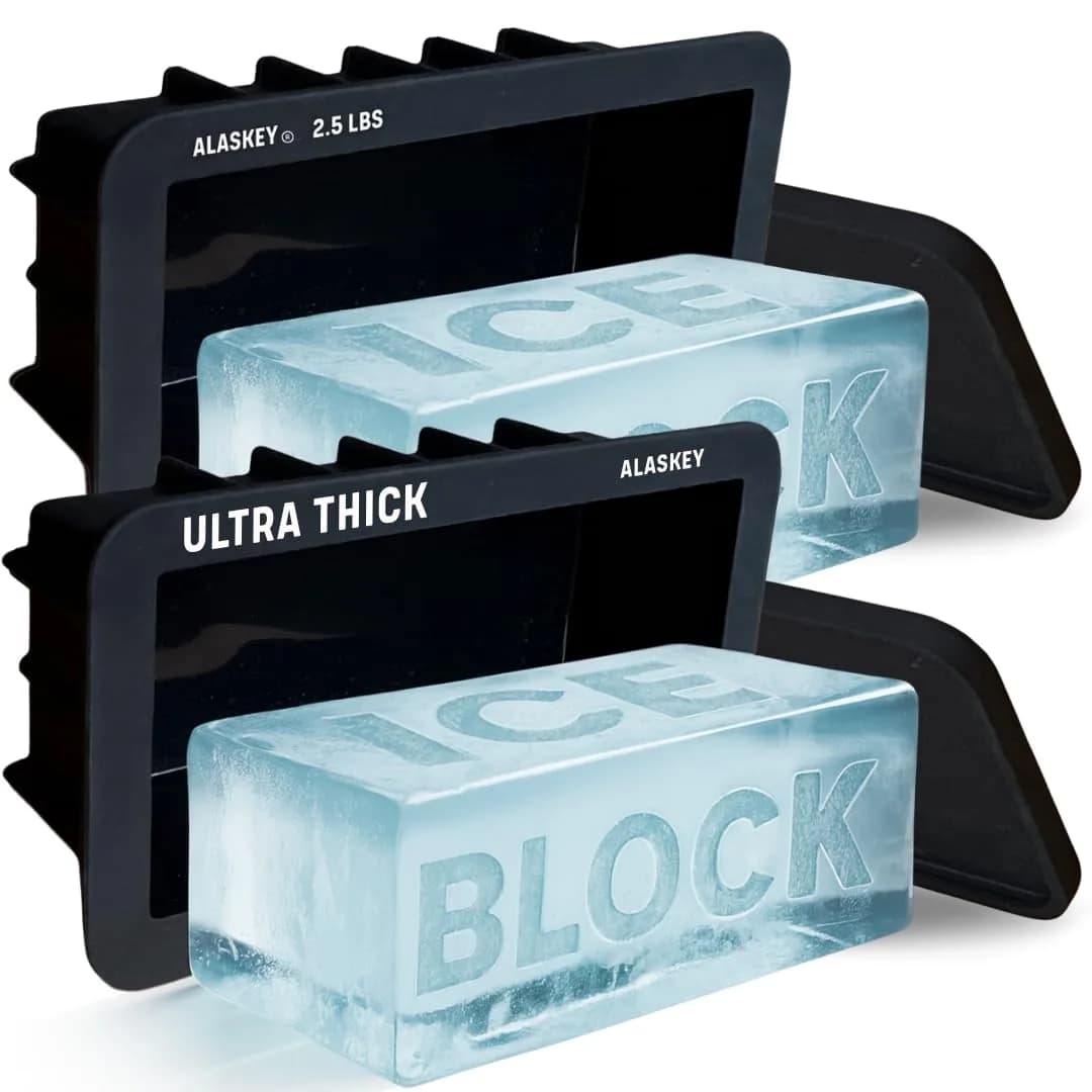 Alaskey Extra Large Ice Block Mold 2.5 lbs (1.13 kg) (2-Pack) | Professional Silicone Mold for Giant Ice Cubes