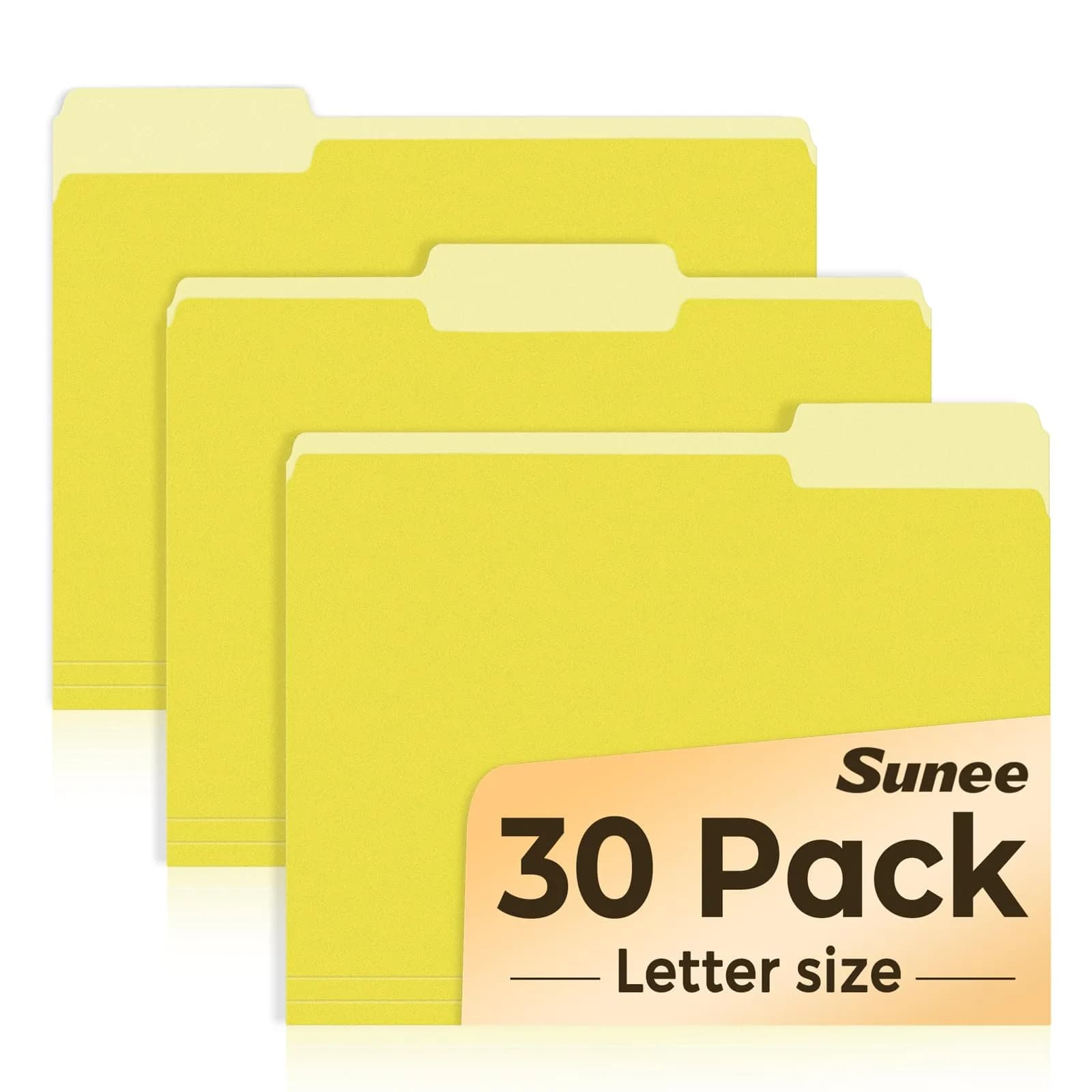 SUNEE Colored File Folders, 30 Pack Letter Size (8.5 x 11) Yellow Folders | Acid-Free Paper for Office & School - main product image