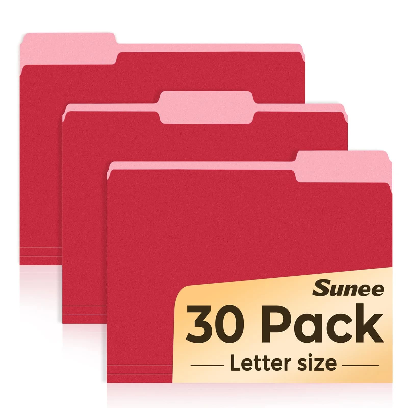SUNEE Red 30 Pack File Folders 8.5 x 11 Inches | Organize Documents with Color-Coded Tabs - main product image