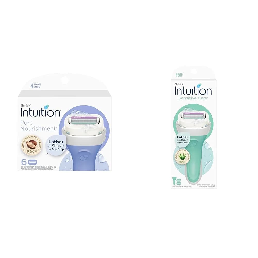 INTUITION Razors Bundle - Refills with Cocoa Butter & Sensitive Skin | 4-Blade Pivoting Cartridges, Vegan, Hypoallergenic (70-120 chars) - main product image